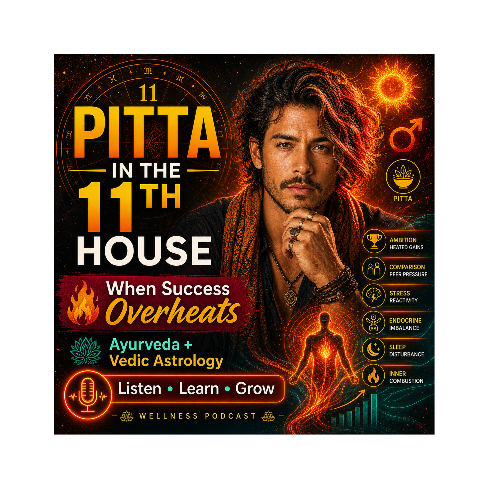 Pitta in the 11th House: Ambition, Burnout & Social Heat in Jyotish Ayurveda