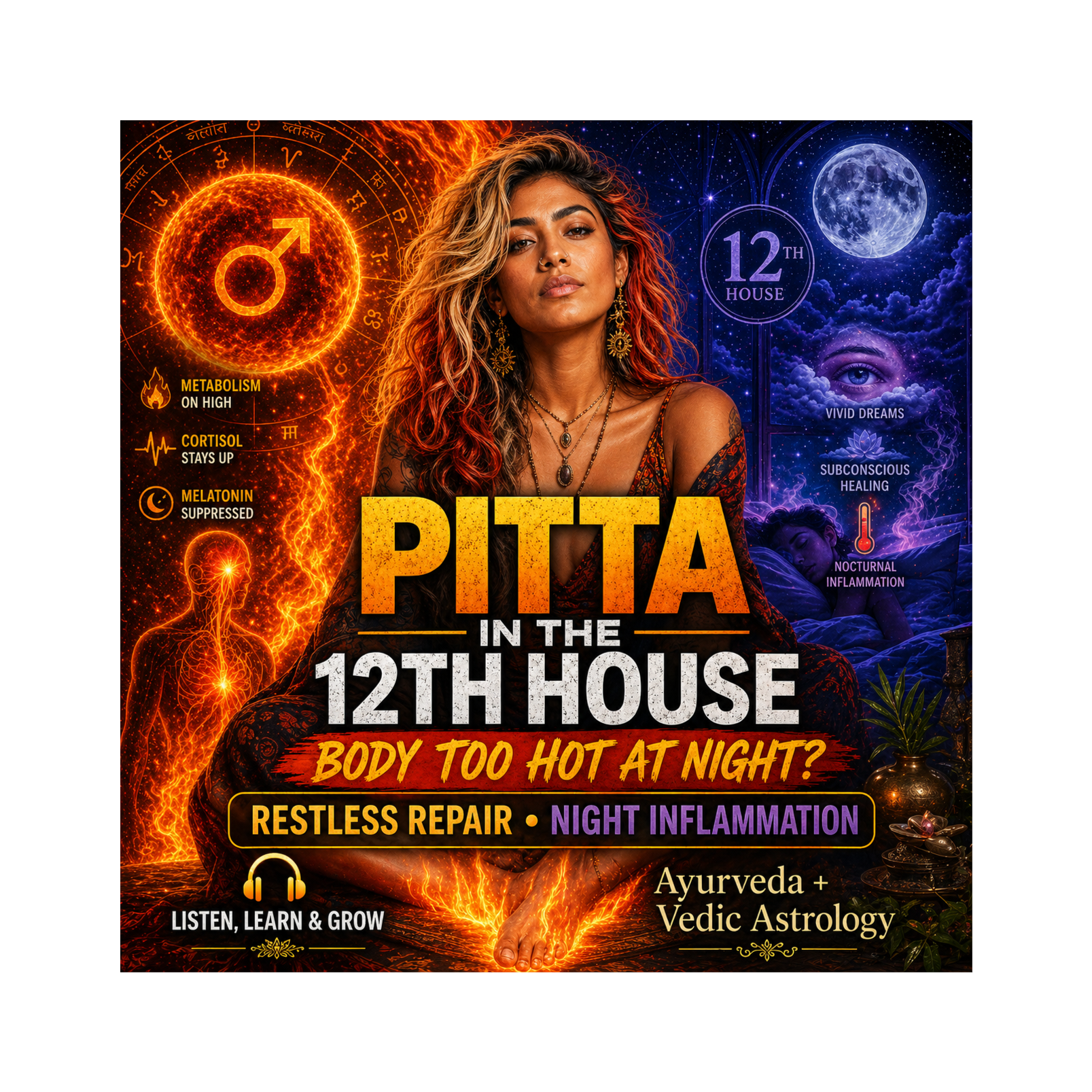 Pitta in the 12th House: Sleep Heat, Hormonal Overdrive & Nighttime Inflammation