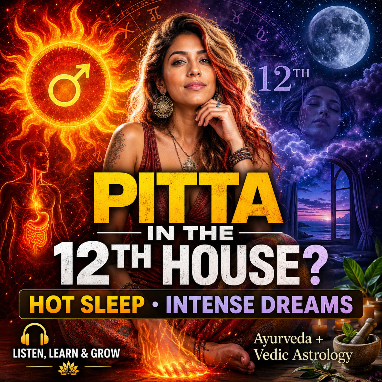 Pitta in the 12th House: Sleep Heat, Burning Feet & Night Fire in Vedic Astrology