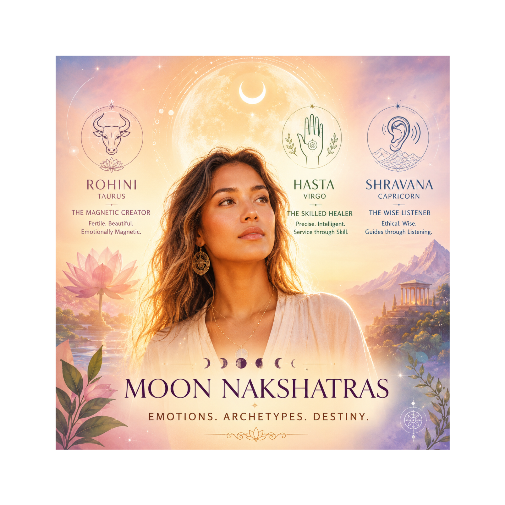 Moon Nakshatra Archetypes: Rohini, Hasta & Shravana Psychological Blueprint