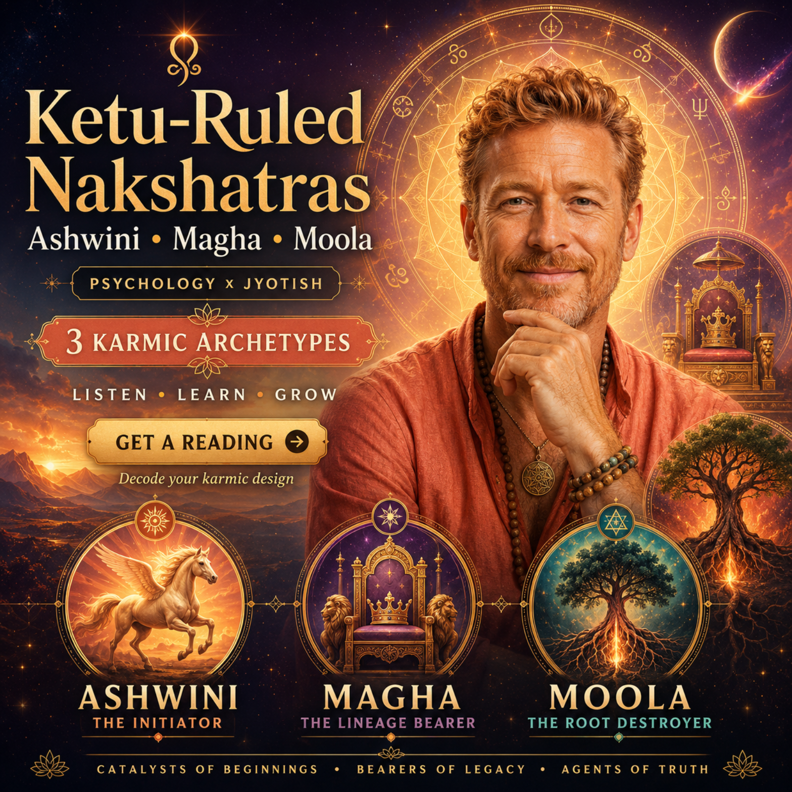Ketu Nakshatras Decoded: Ashwini, Magha & Moola Psychological Archetypes