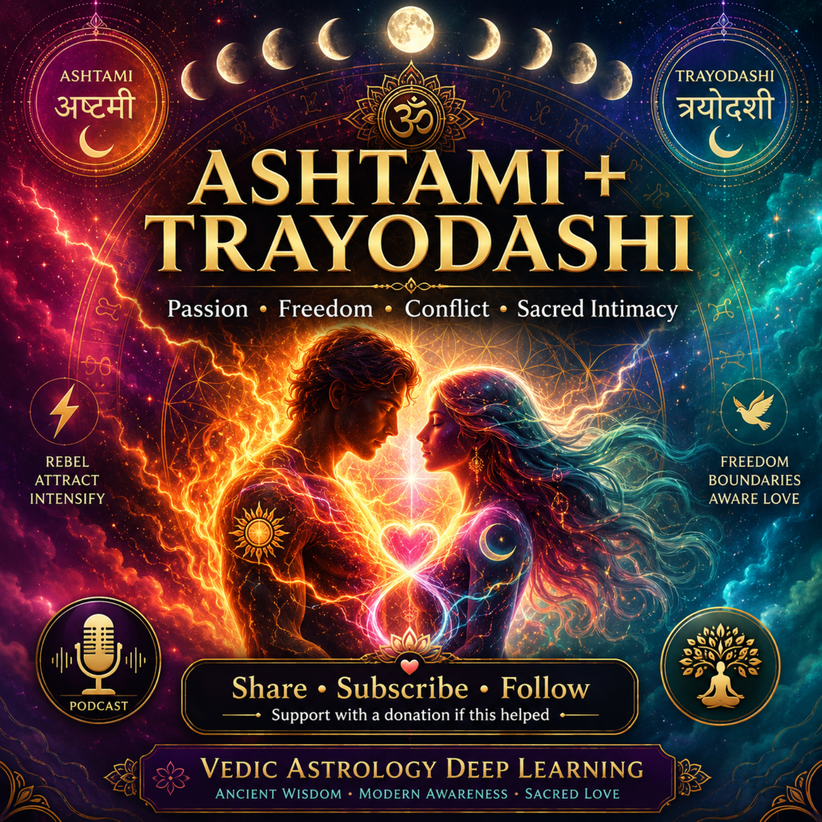 Ashtami–Trayodashi Tithi Compatibility: Passion, Freedom, Conflict & Sacred Intimacy