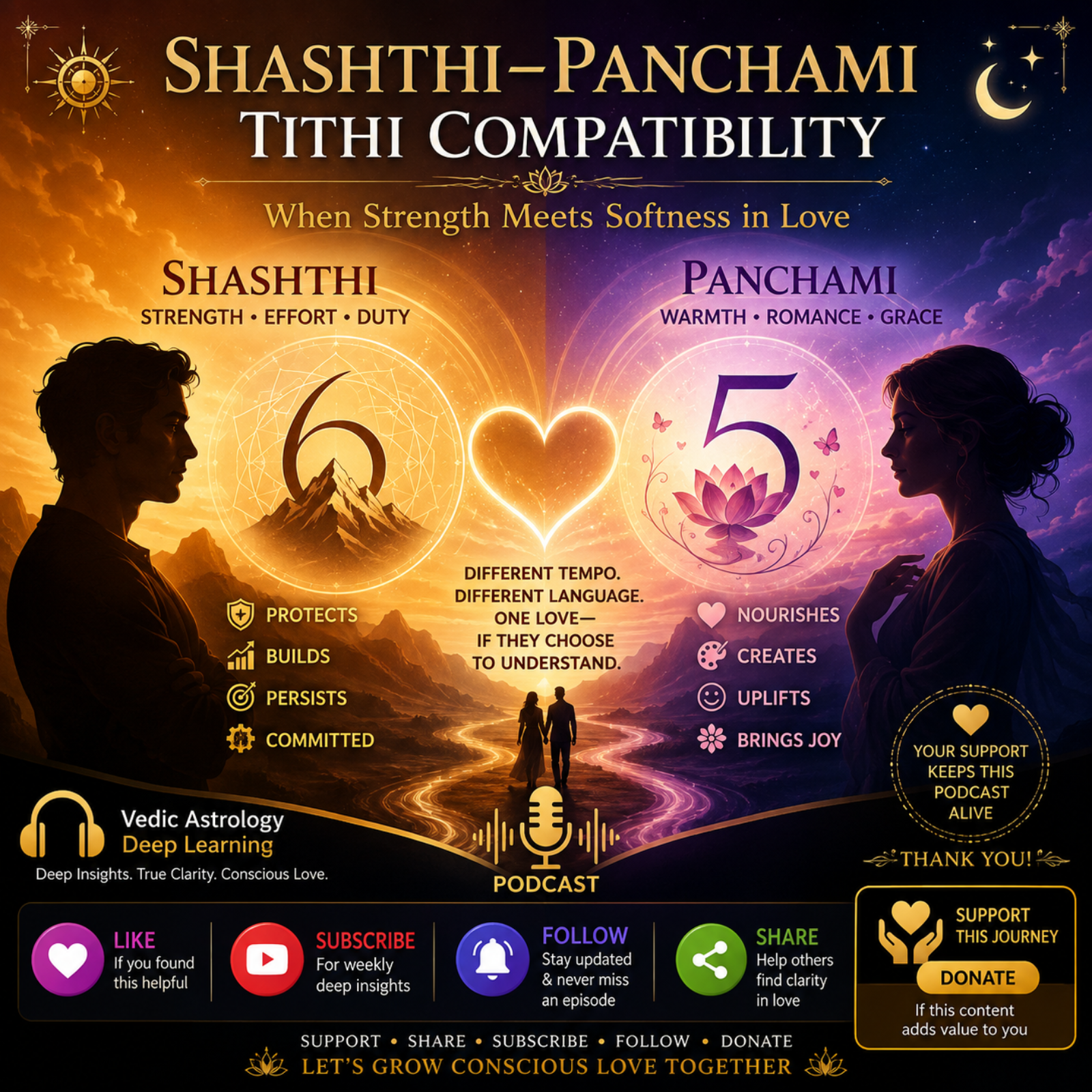 Shashthi–Panchami Tithi Compatibility: When Strength Meets Softness in Love