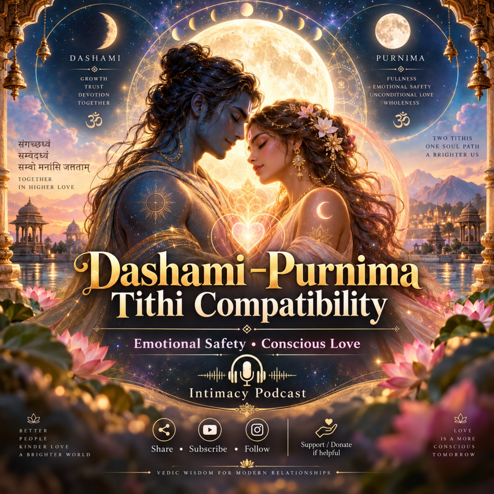 Dashami–Purnima Tithi Compatibility: Emotional Safety, Intimacy & Conscious Love