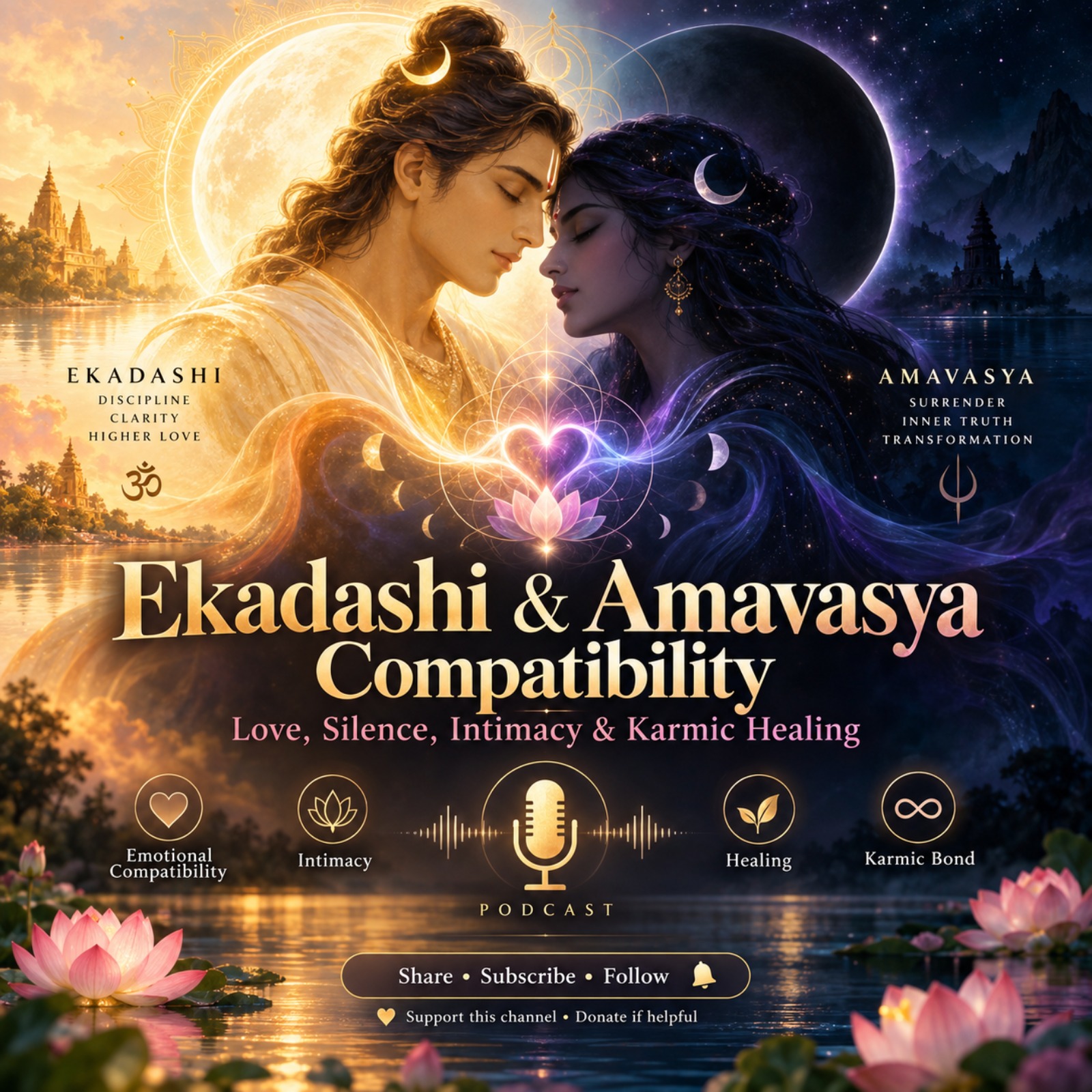 Ekadashi & Amavasya Compatibility: Love, Silence, Intimacy & Karmic Healing