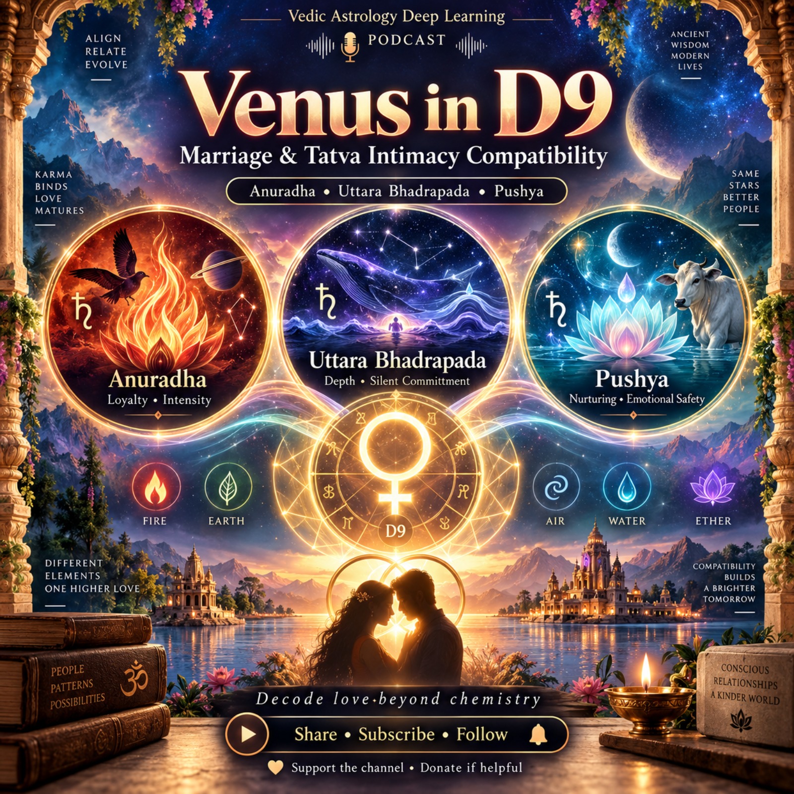Venus in D9: Anuradha, Uttara Bhadrapada & Pushya Marriage Compatibility