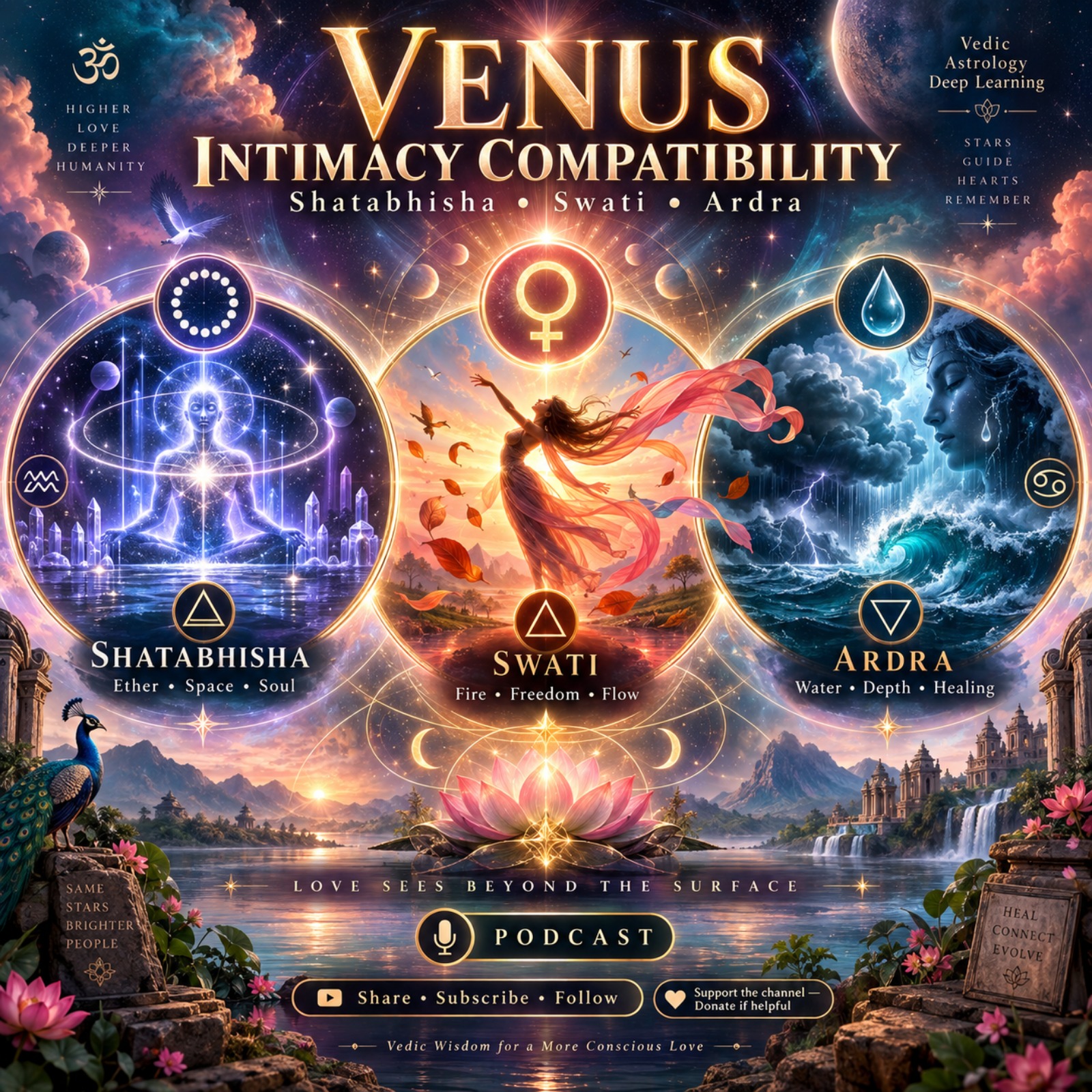 Shatabhisha, Swati & Ardra: Venus, Intimacy and Tatva Compatibility in Vedic Astrology