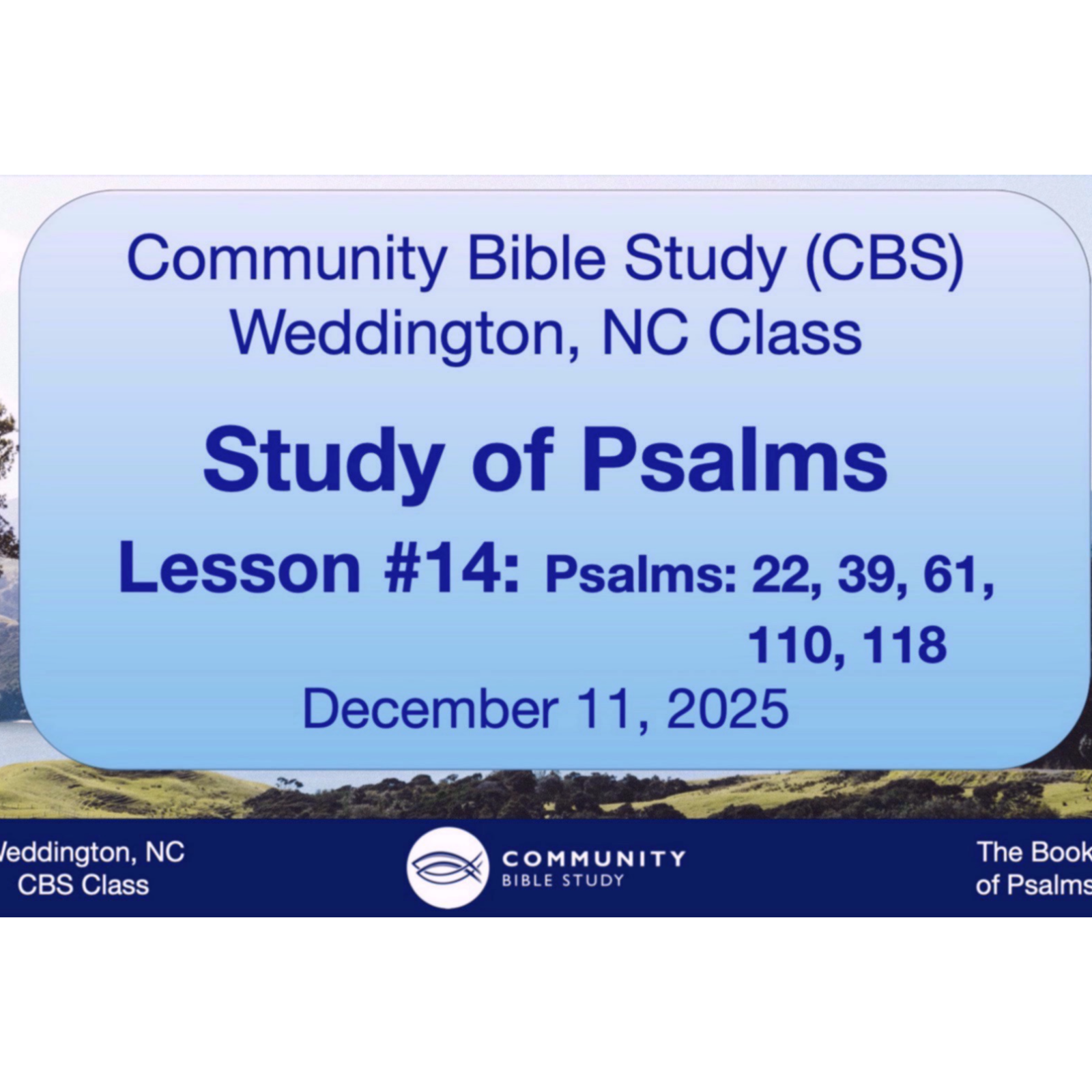 CBS Weddington, NC Class - Psalms Lesson #14 - Psalms 22, 39, 61, 110, 118 episode artwork