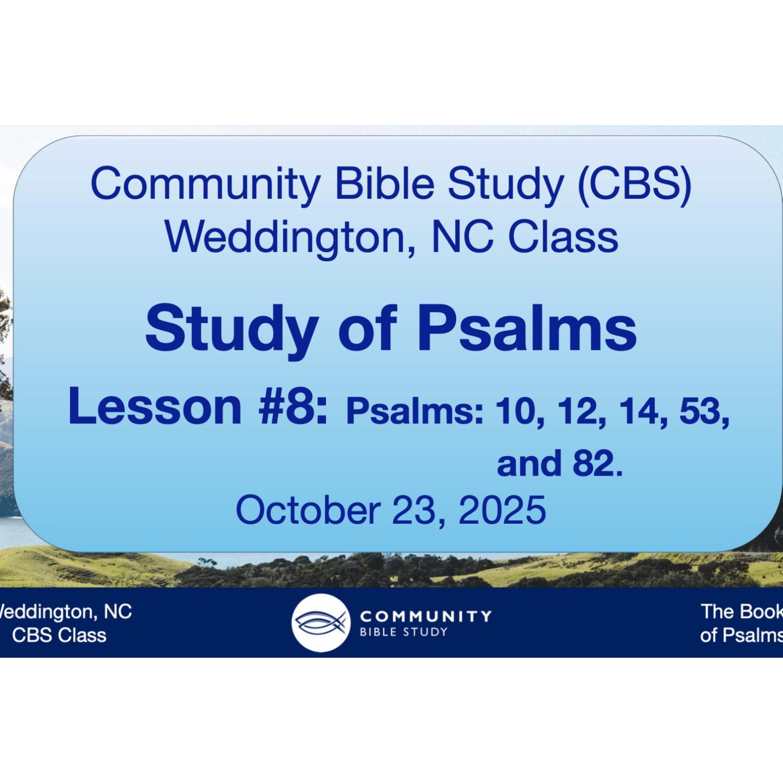 CBS Weddington, NC Class - Psalms Lesson #8 - Psalms 10, 12, 14, 53, 82 episode artwork