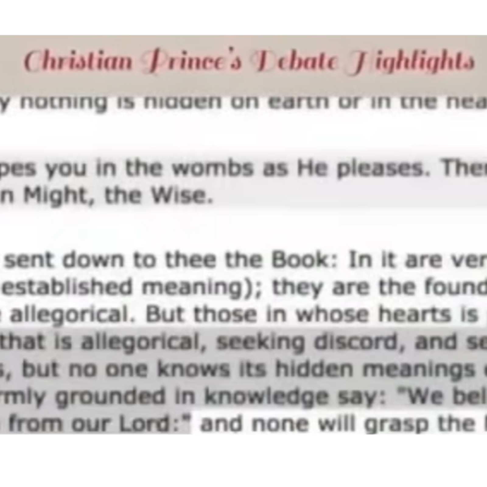 Christianity and Islam debates