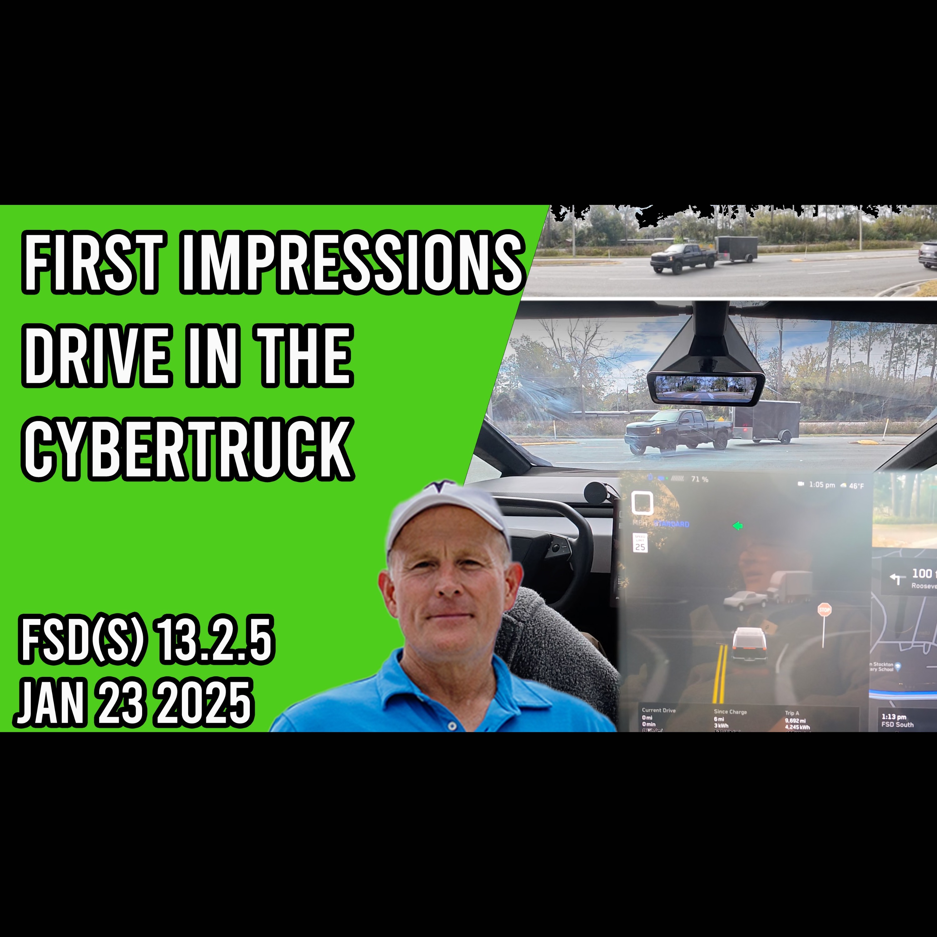 Cybertruck FSD Supervised v13.2.5 First Impressions Drive