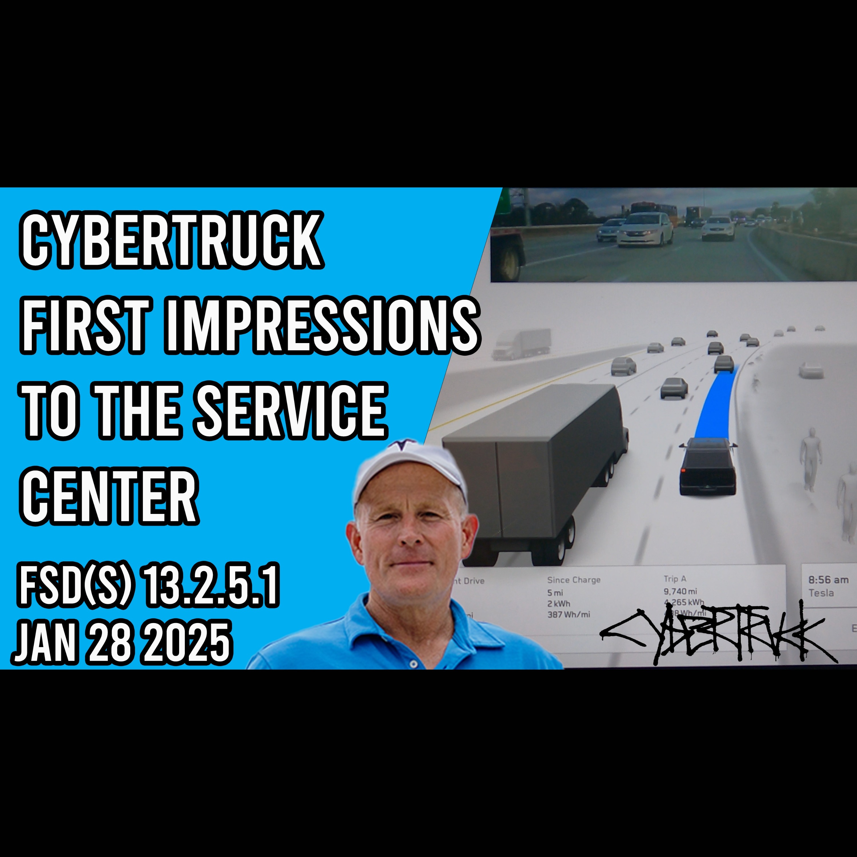 Cybertruck FSD Supervised v13.2.5.1 First Impressions Drive to the Tesla Service Center