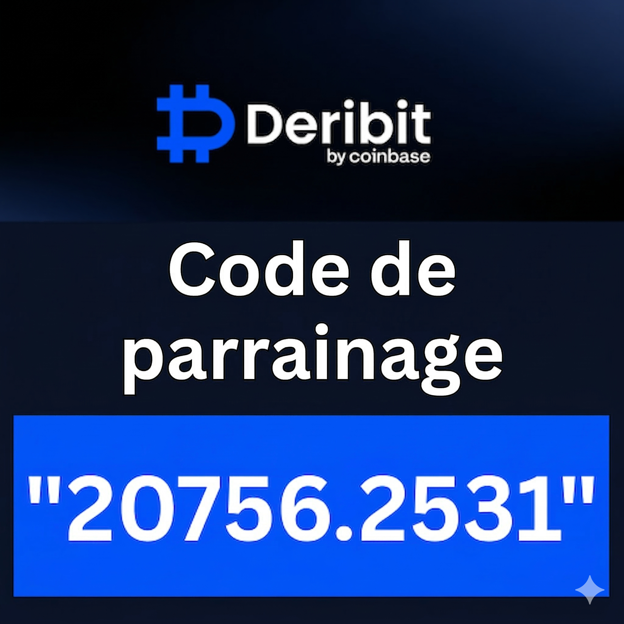 Code de parrainage Deribit "20756.2531" obtenez 20 % de réduction sur les frais de trading