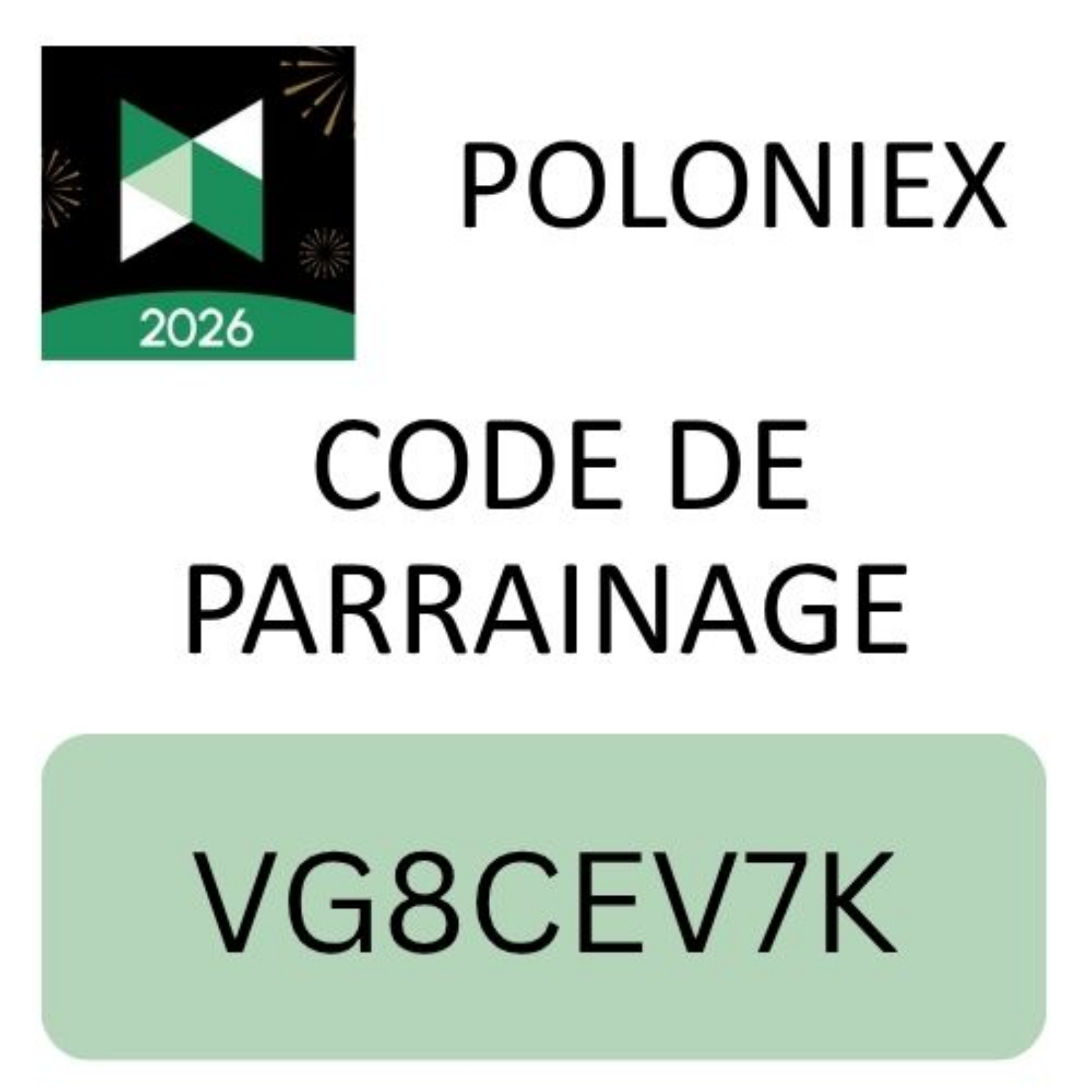 Code de parrainage Poloniex « VG8CEV7K » Obtenez 20 % de réduction sur les frais de trading