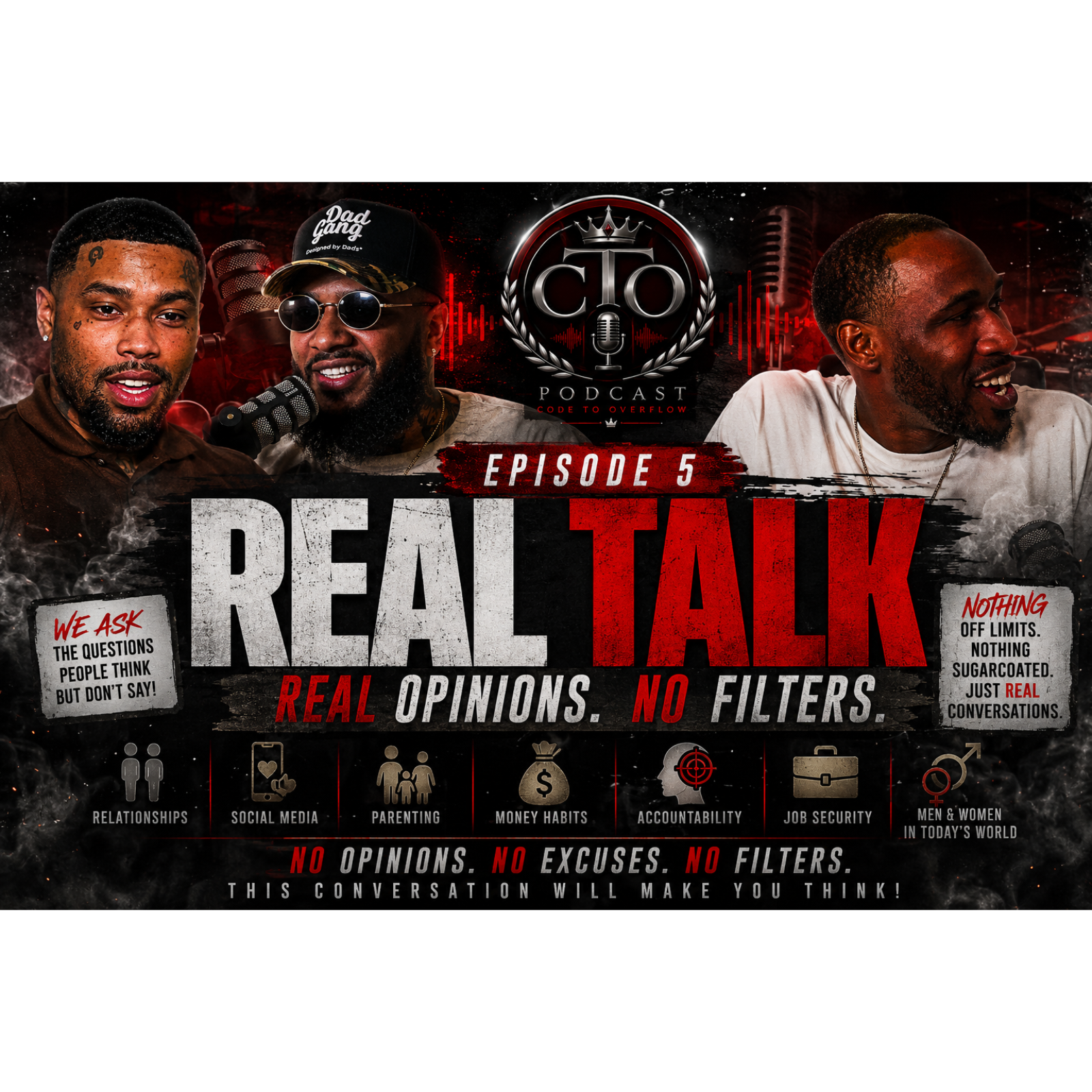 Code To Overflow Podcast Ep: 5 "Real Talk. Real Opinions. No Filters." episode artwork