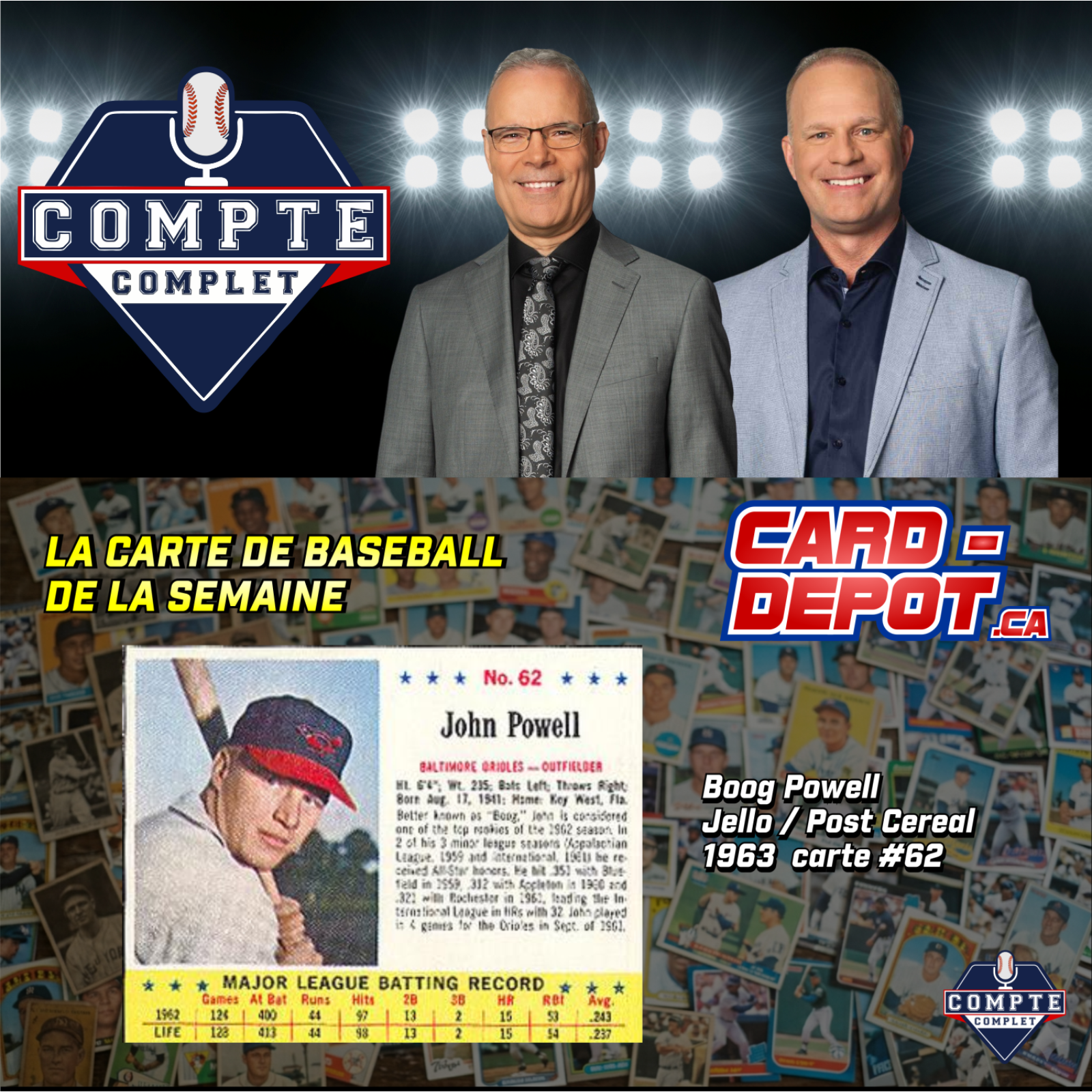Compte complet du 31 août 2026: segment La carte de la semaine : Boog Powell