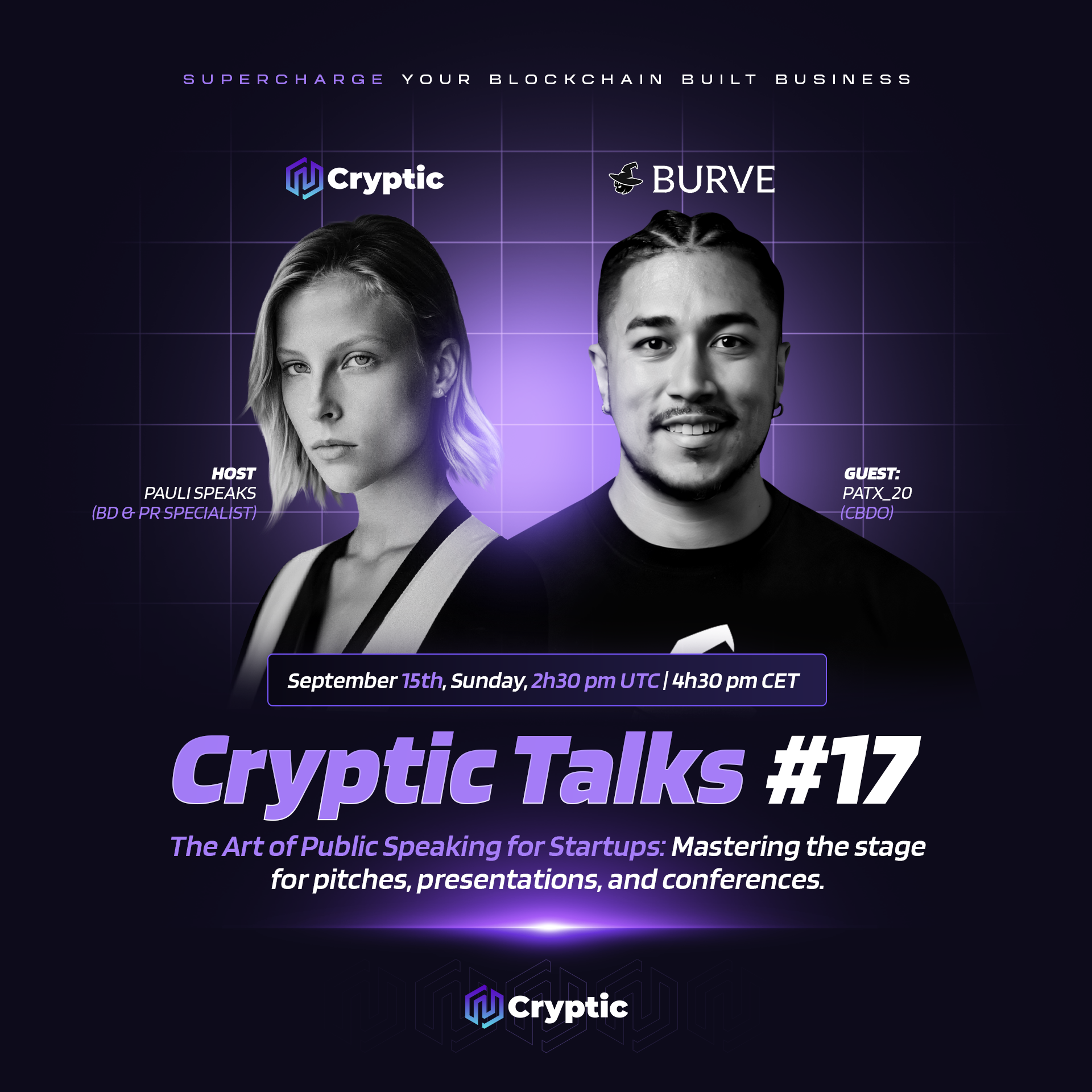 Cryptic Talks #17 | The art of public speaking for Startups