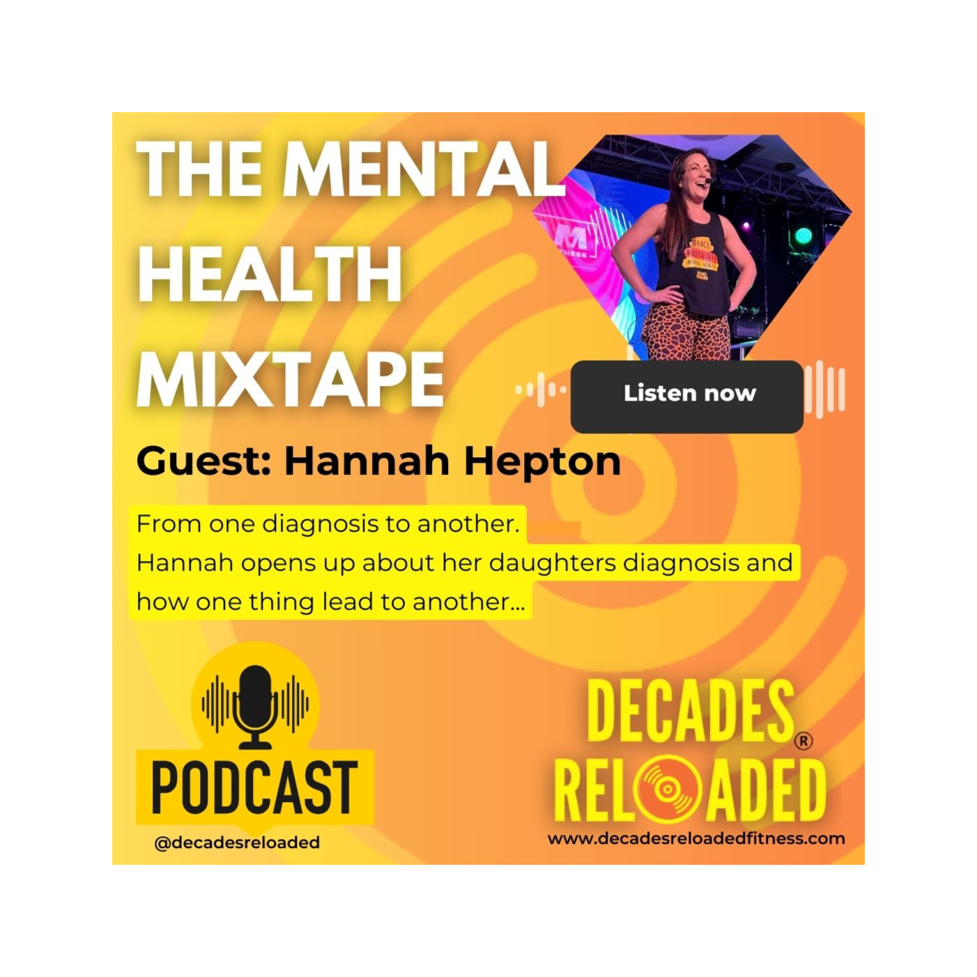 Decades Reloaded Community Podcast - The mental health mixtape - Episode 1 with special guest Hannah Hepton episode artwork