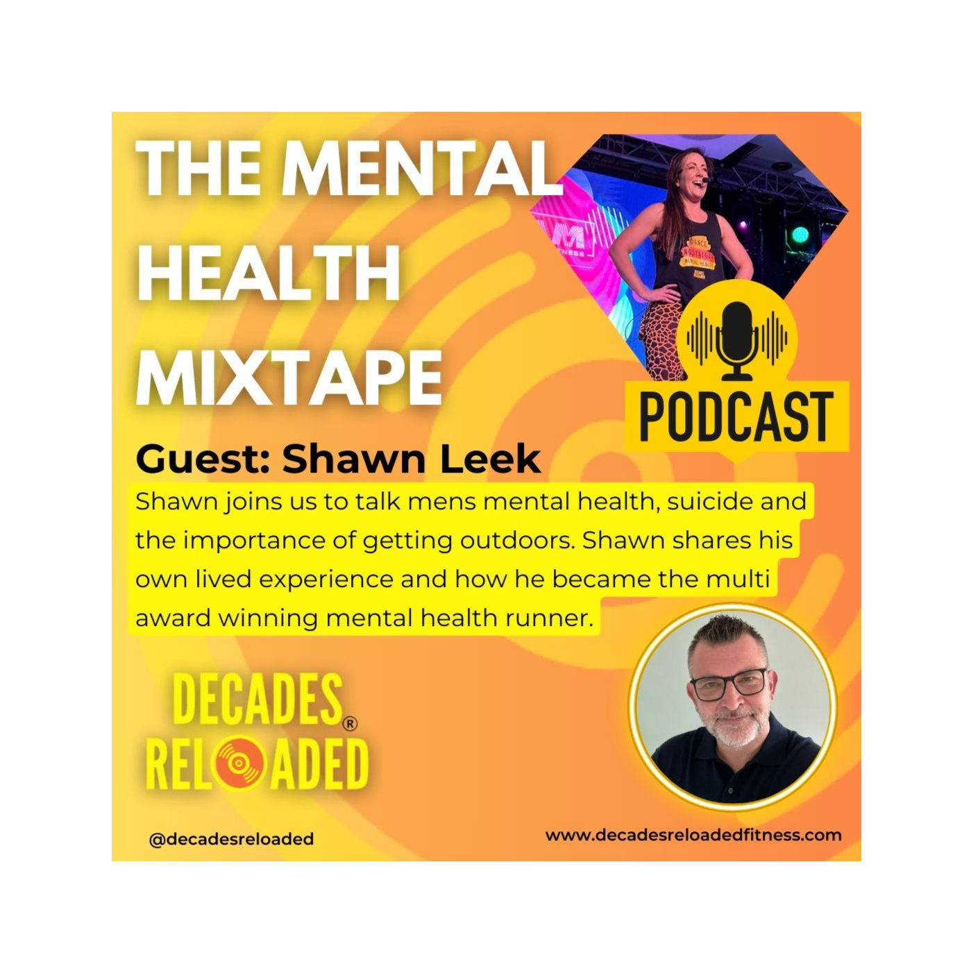 Decades Reloaded community podcast - The mental health mixtape with guest Shawn Leek episode artwork
