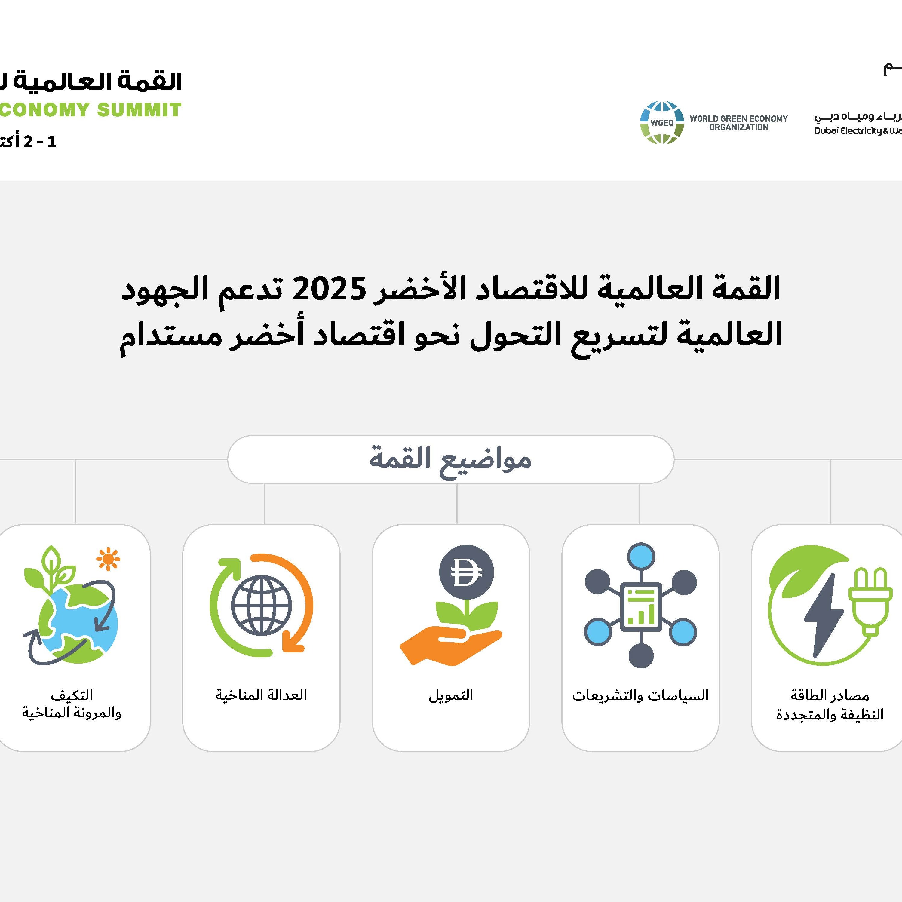 القمة العالمية للاقتصاد الأخضر 2025 تدعم الجهود العالمية لتسريع التحول نحو اقتصاد أخضر مستدام ضمن سبعة محاور أساسية " episode artwork