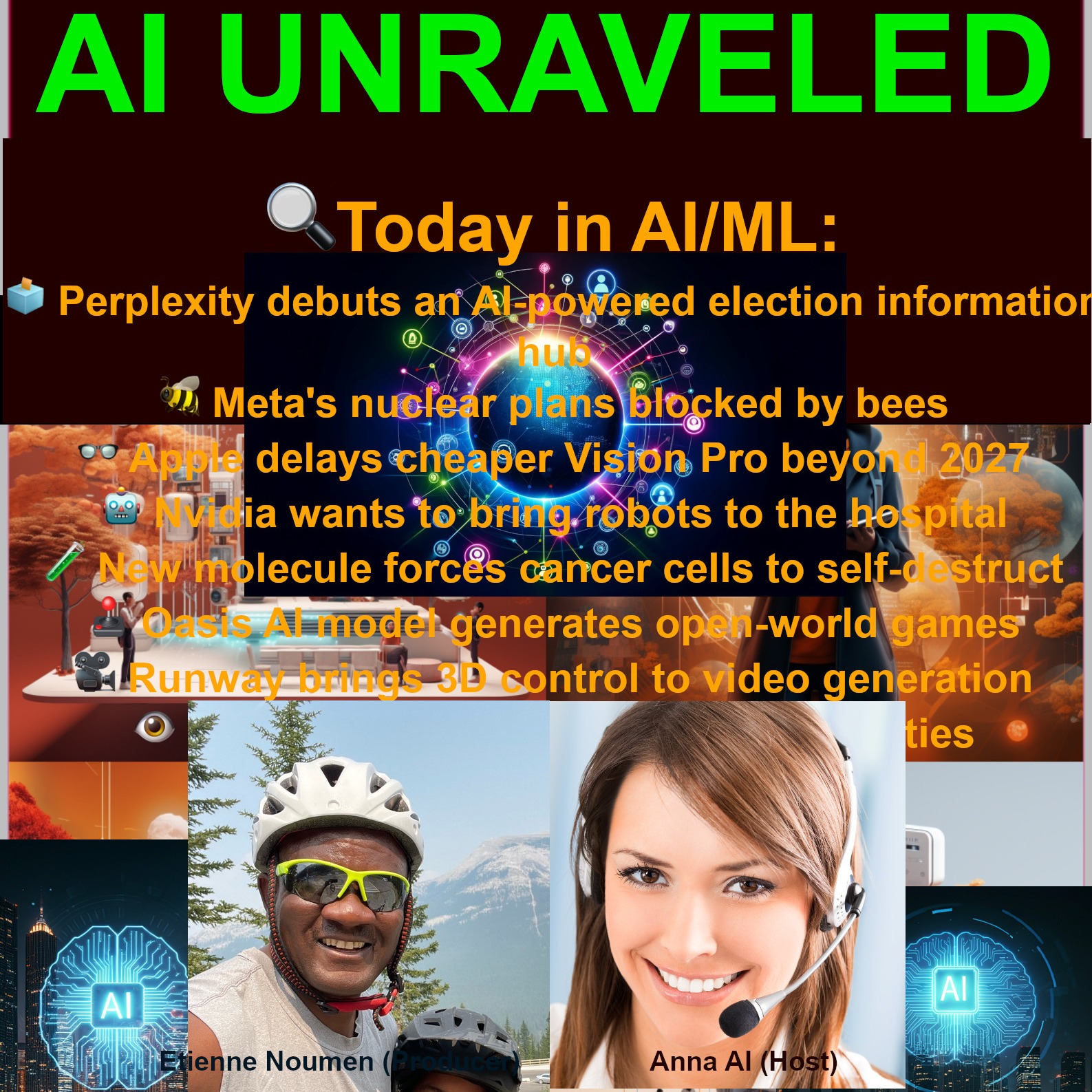 cover of episode Today in AI/ML: 🗳️ Perplexity debuts an AI-powered election information hub  🐝 Meta's nuclear plans blocked by bees  👓 Apple delays cheaper Vision Pro beyond 2027  🤖 Nvidia wants to bring robots to the hospital  and more