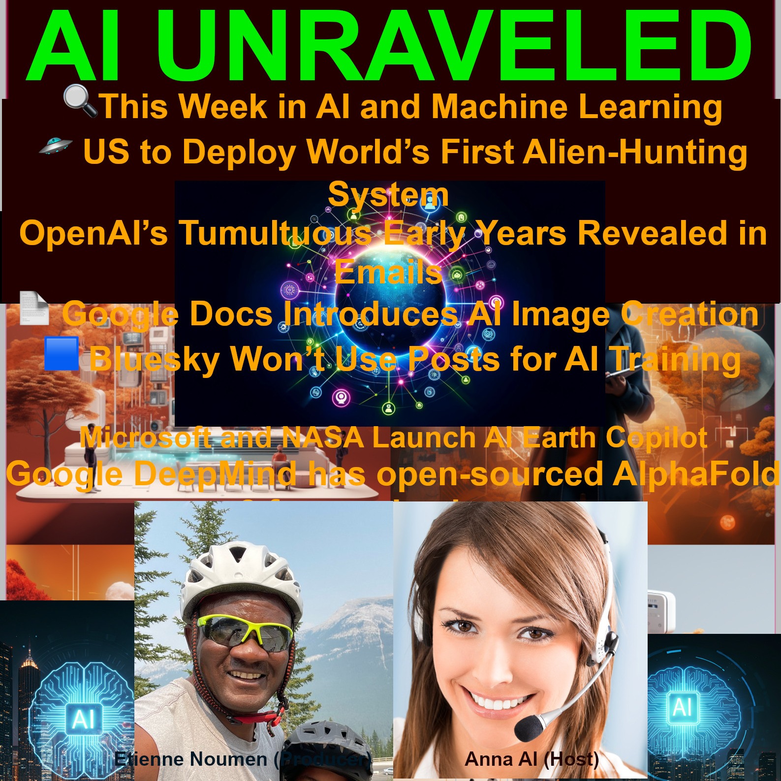 cover of episode This Week in AI/ML: 🛸 US to Deploy World’s First Alien-Hunting System OpenAI’s Tumultuous Early Years Revealed in Emails 📄 Google Docs Introduces AI Image Creation 🟦 Bluesky Won’t Use Posts for AI Training and more