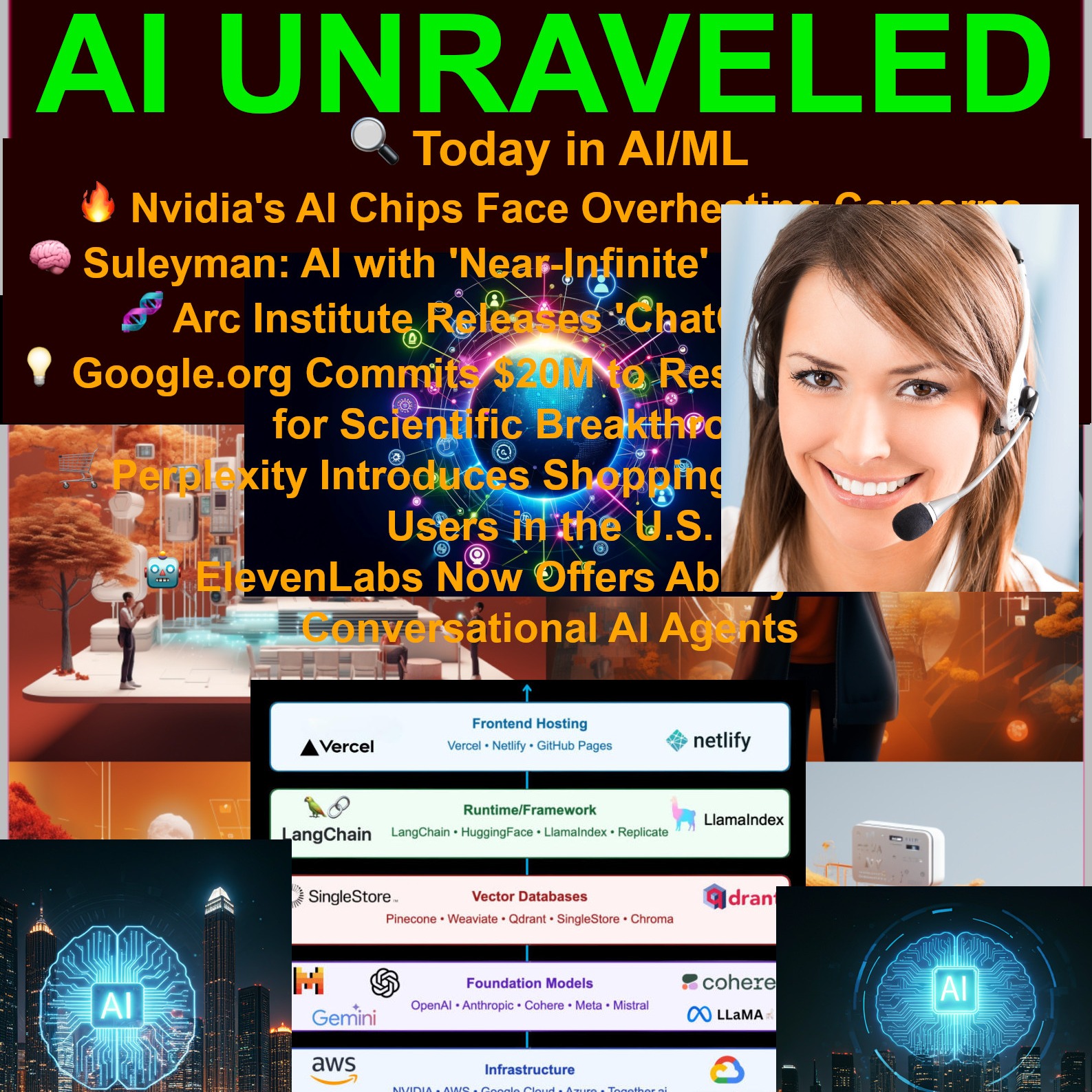 Today in AI/ML: 🔥 Nvidia's AI Chips Face Overheating Concerns  🧠 Suleyman: AI with 'Near-Infinite' Memory Achieved  🧬 Arc Institute Releases 'ChatGPT for DNA'  💡 Google.org Commits $20M to Researchers Using AI for Scientific Breakthroughs  