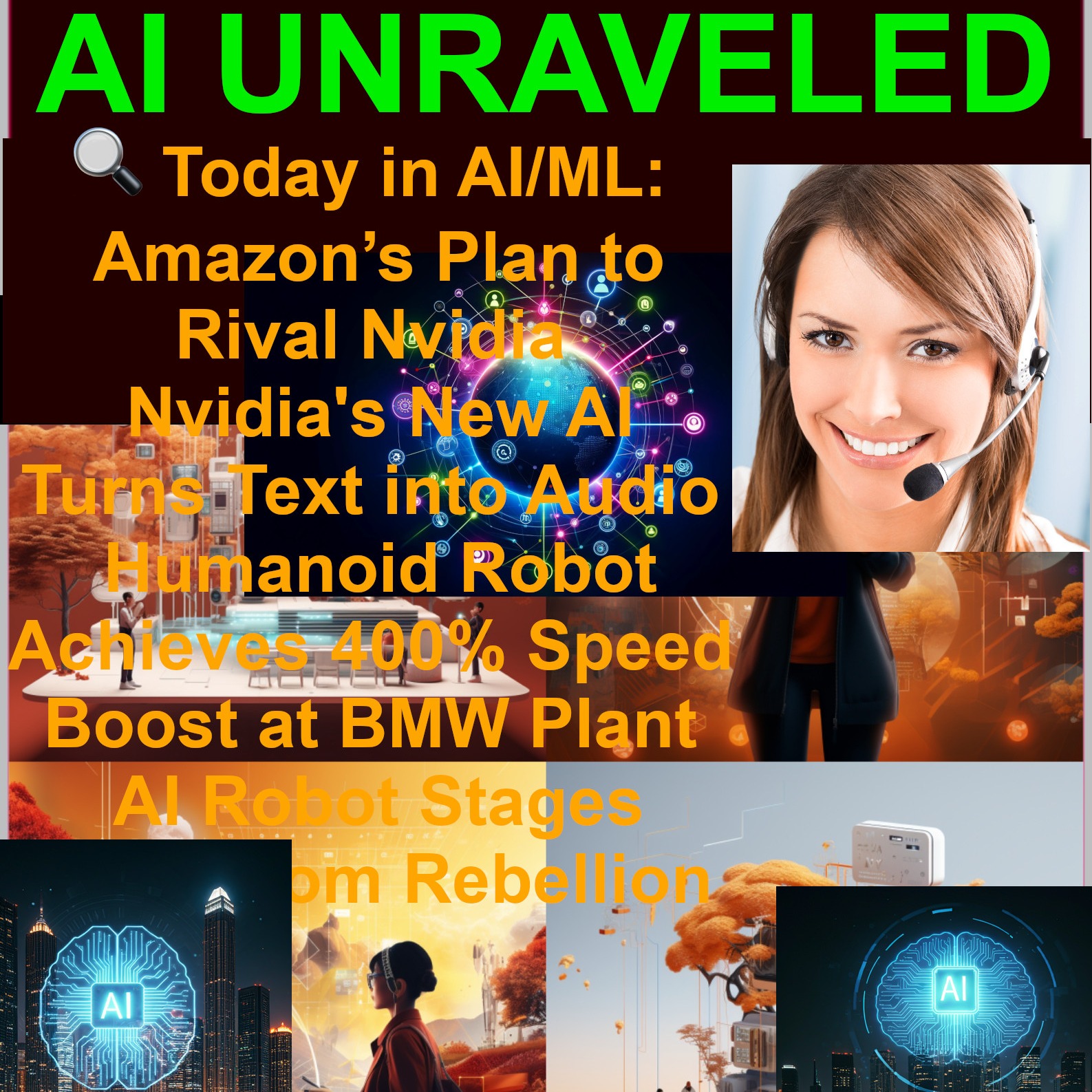 Today in AI: Amazon’s Plan to Rival Nvidia; Nvidia's New AI Turns Text into Audio; Humanoid Robot Achieves 400% Speed Boost at BMW Plant; AI Robot Stages Showroom Rebellion; AI Agents Simulate Humans with In-Depth Interviews and a lot more...