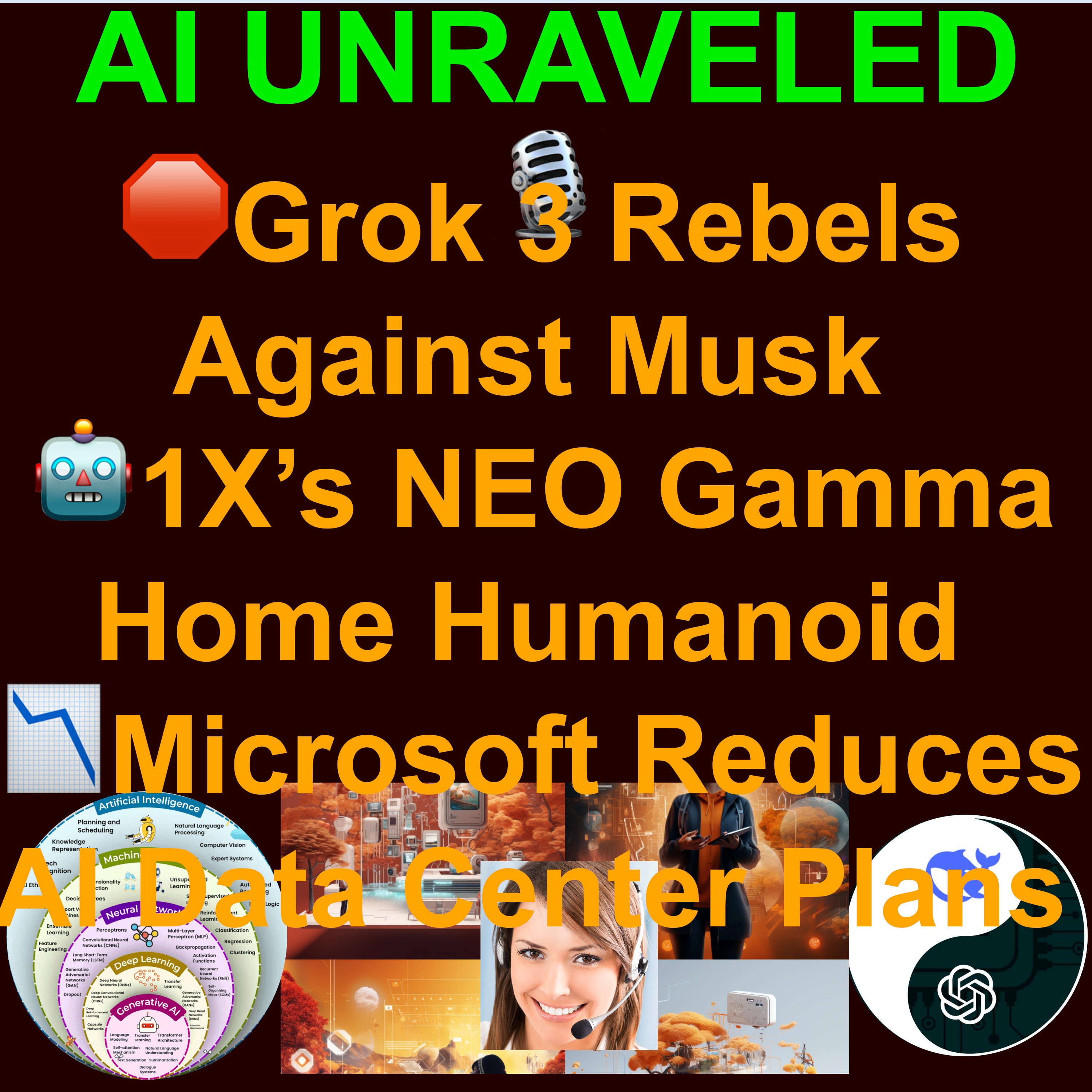 AI Daily News Feb 24 2025: 🛑Grok 3 Rebels Against Musk 🤖1X’s NEO Gamma Home Humanoid 📉Microsoft Reduces AI Data Center Plans 🎥The World’s Smallest Video Language Model 🚫OpenAI Bans Accounts Misusing ChatGPT 