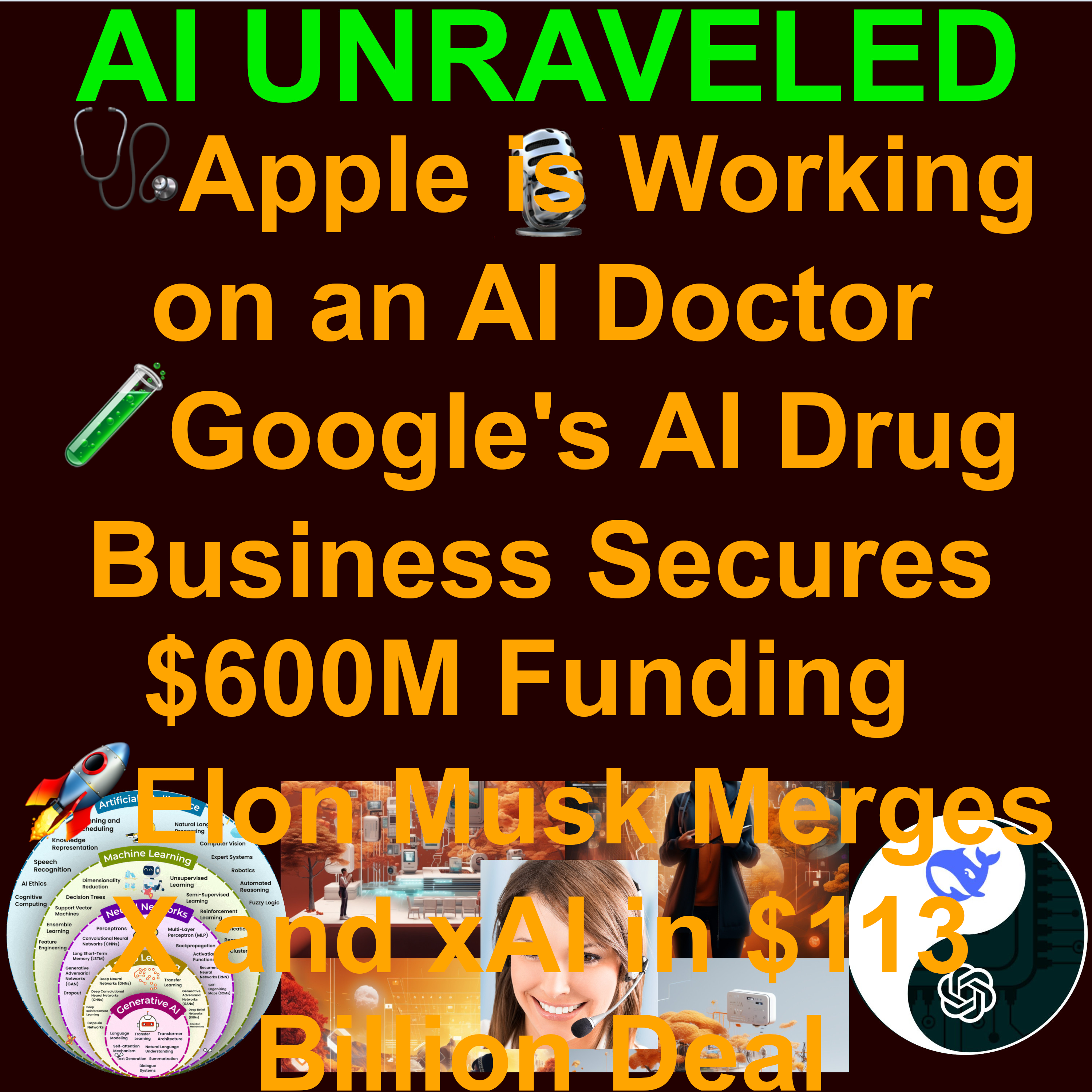 AI Daily News March 31st 2025: 🩺Apple is Working on an AI Doctor 🤖Amazon Unveils Nova Act, an AI Agent That Can Control a Web Browser 🧪Google's AI Drug Business Secures $600M Funding 🚀Elon Musk Merges X and xAI in $113 Billion Deal 🛠️Social Sec