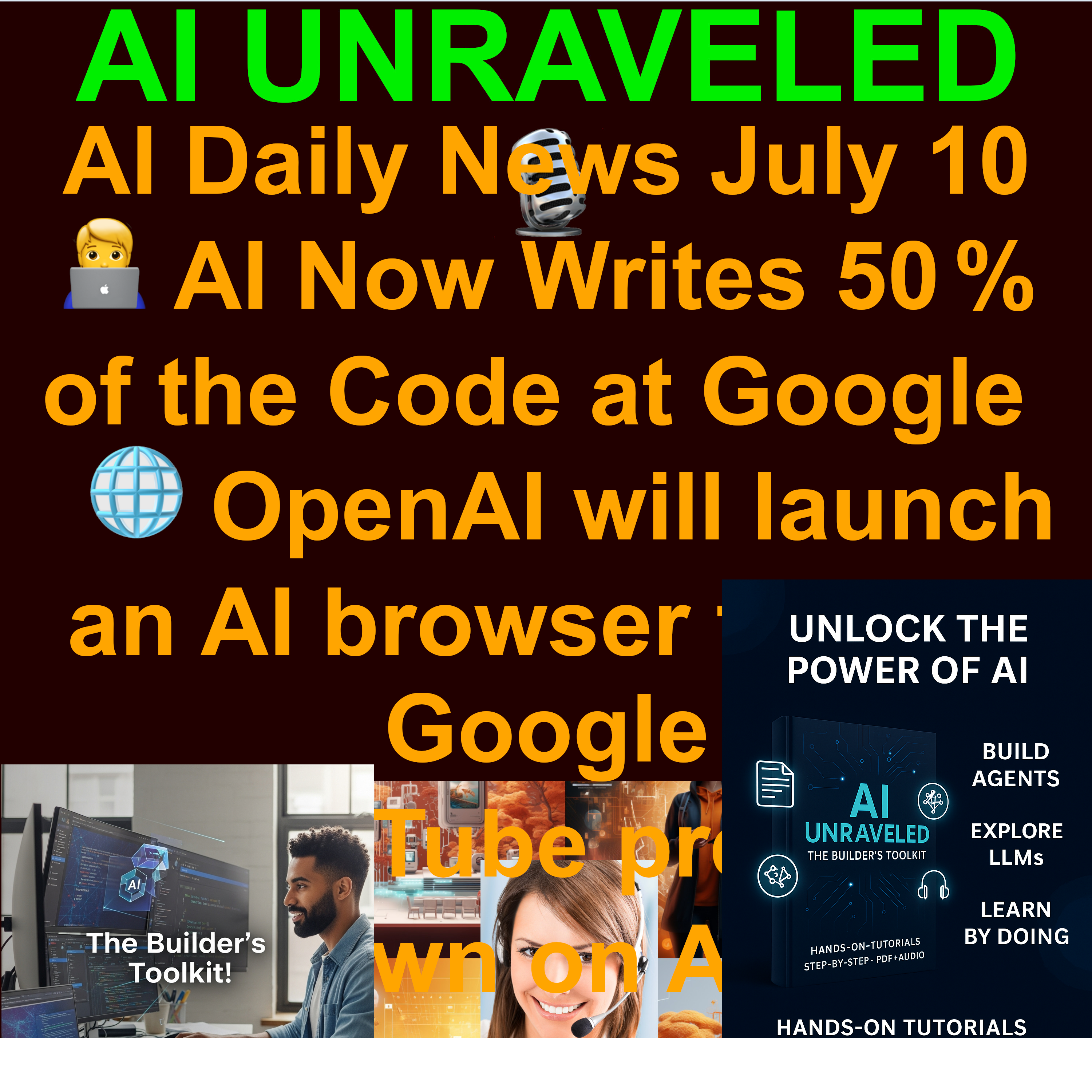 AI Daily News July 10 2025: 🧑‍💻 AI Now Writes 50 % of the Code at Google 🤖Musk unveils Grok 4  🌐 OpenAI will launch an AI browser to rival Google  💥 YouTube prepares crackdown on AI videos  ☄️ Perplexity launches Comet, its AI-based web browser
