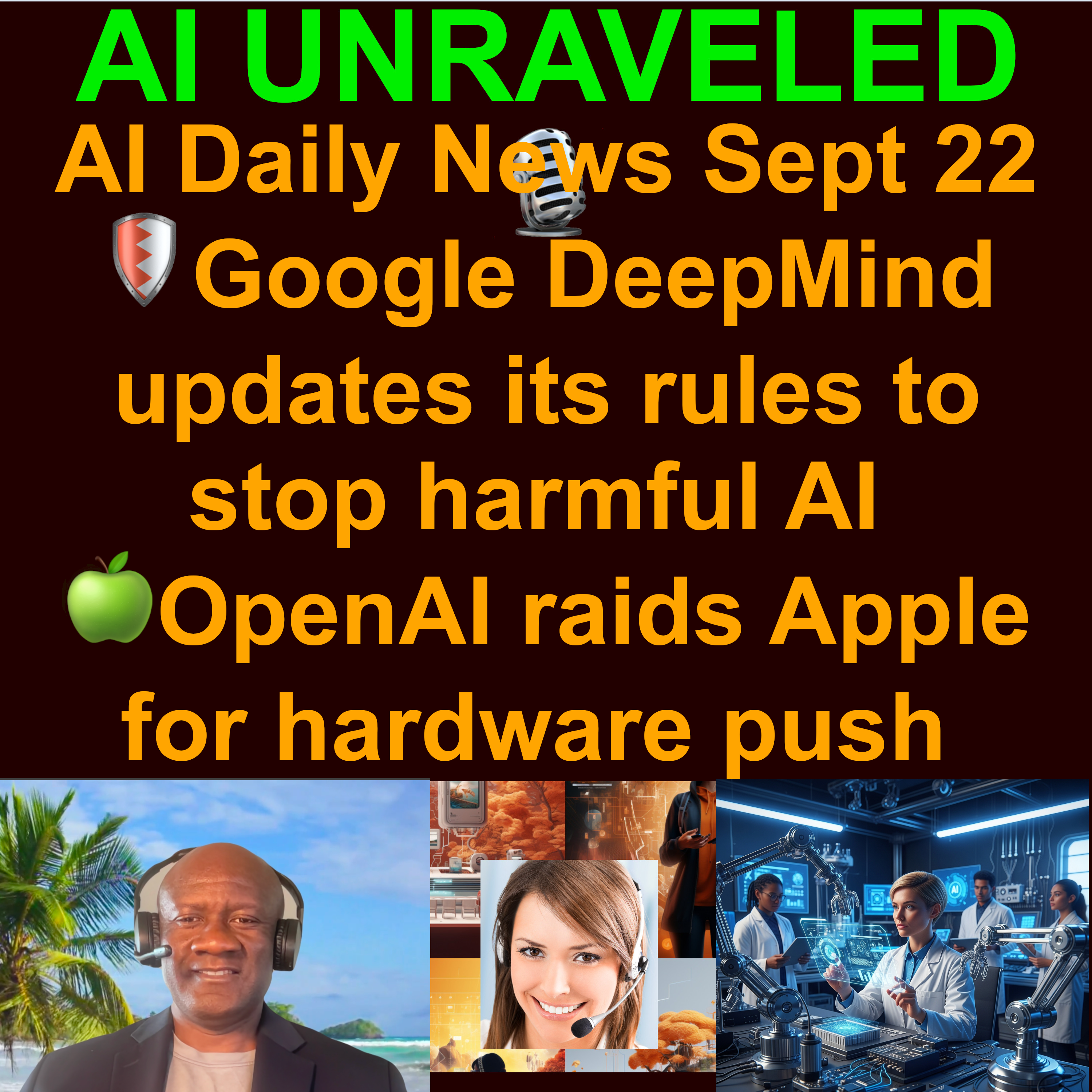 AI & Tech Daily News Rundown: 🛡️ Google DeepMind updates its rules to stop harmful AI 🍏OpenAI raids Apple for hardware push 🎵 AI artist Xania Monet lands $3M record deal & more (Sept 22 2025)