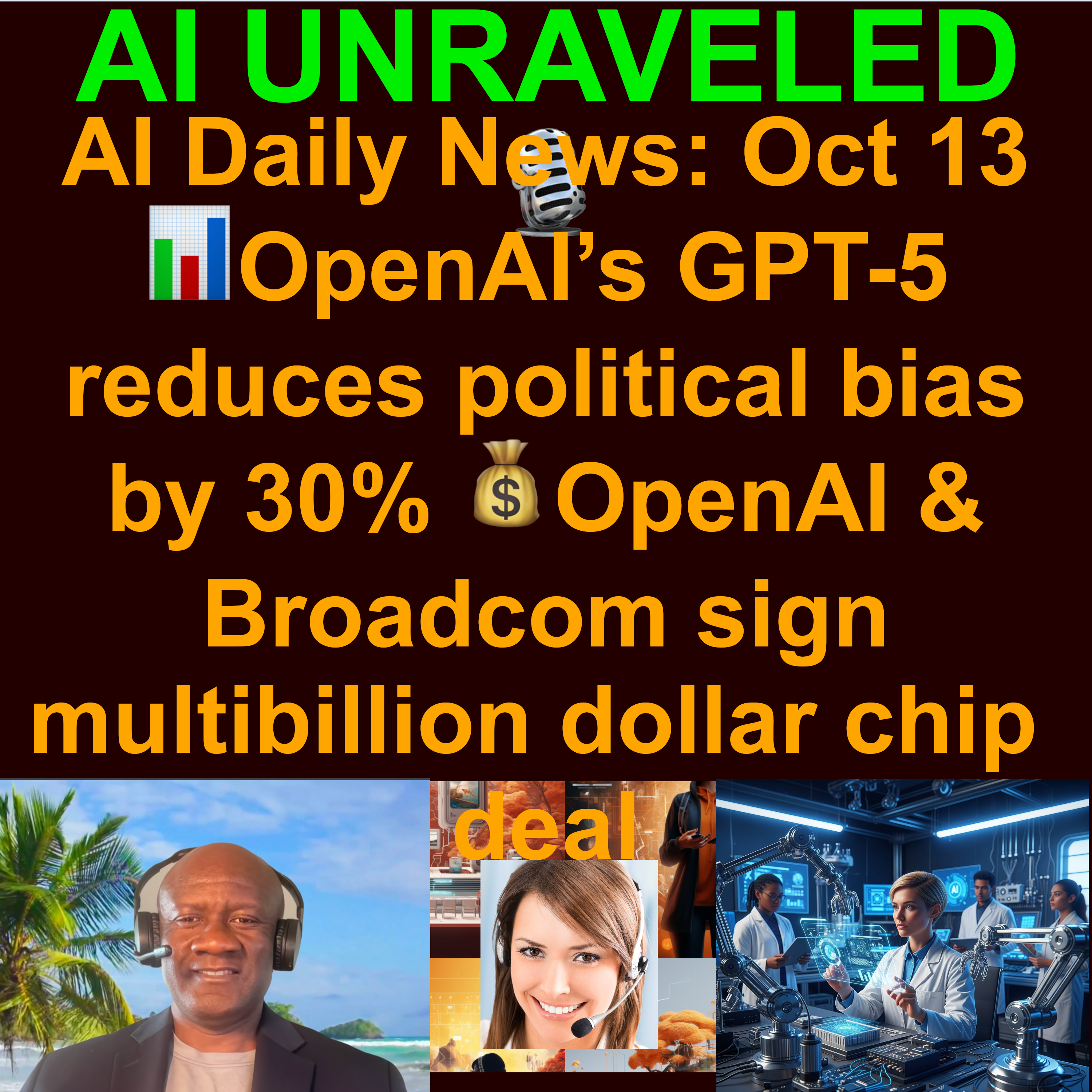 AI Daily News Rundown: 📊 OpenAI’s GPT-5 reduces political bias by 30% 💰 OpenAI and Broadcom sign multibillion dollar chip deal  🎮 xAI’s world models for video game generation 🫂Teens Turn to AI for Emotional Support  & more (October 13 2025)