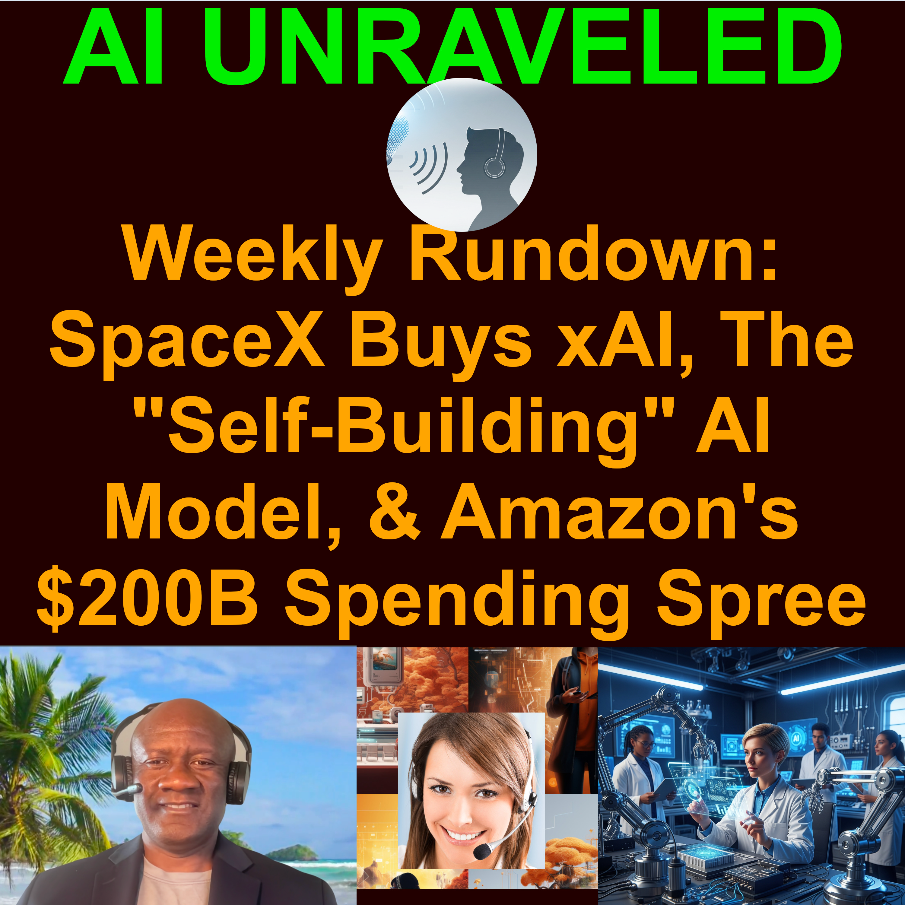 Teaser For AI Business and Development Weekly Rundown from February 01st to February 08th 2026: SpaceX Buys xAI, The "Self-Building" AI Model, & Amazon's $200B Spending Spree artwork