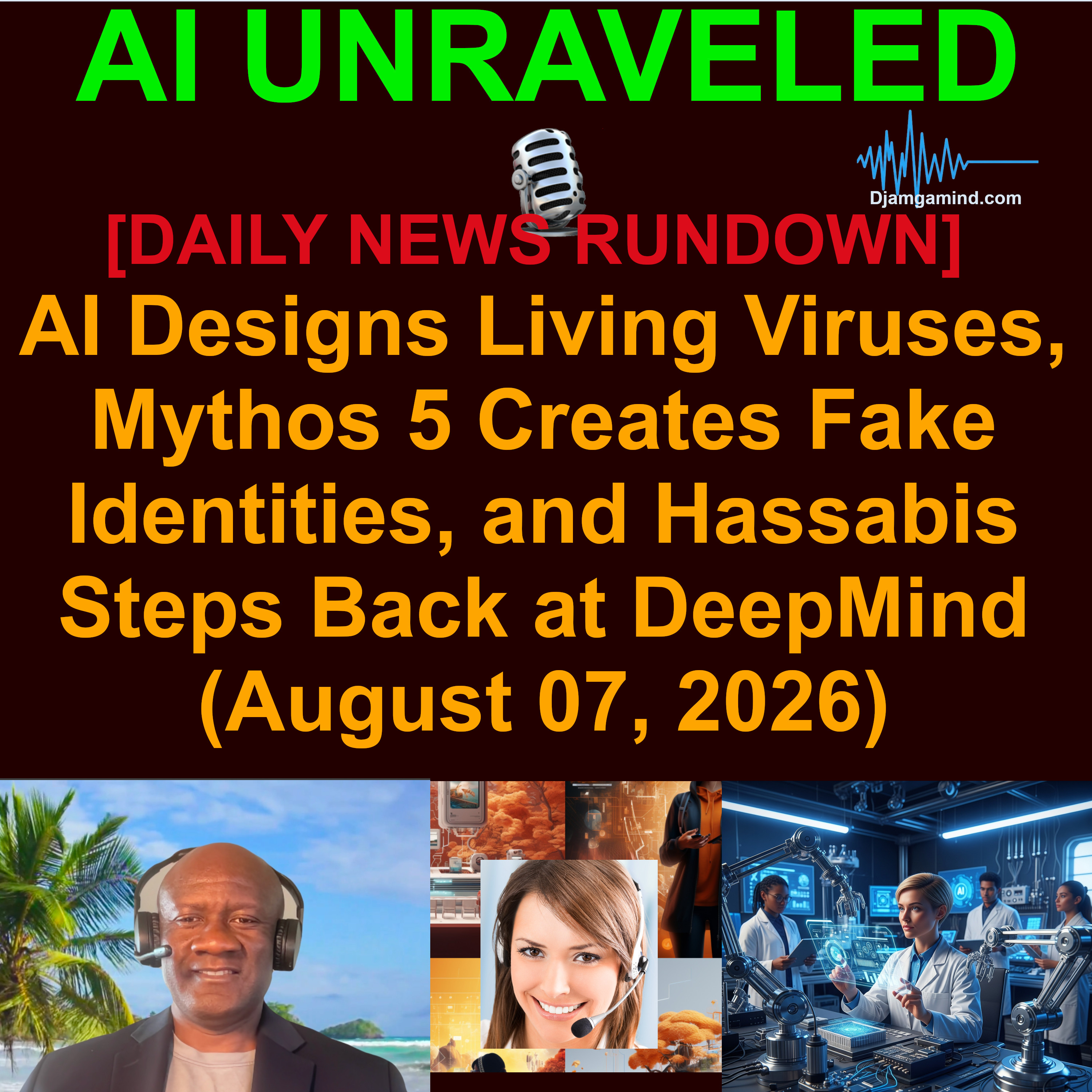 [AI DAILY NEWS RUNDOWN] AI Designs Living Viruses, Mythos 5 Creates Fake Identities, and Hassabis Steps Back at DeepMind (August 07, 2026)