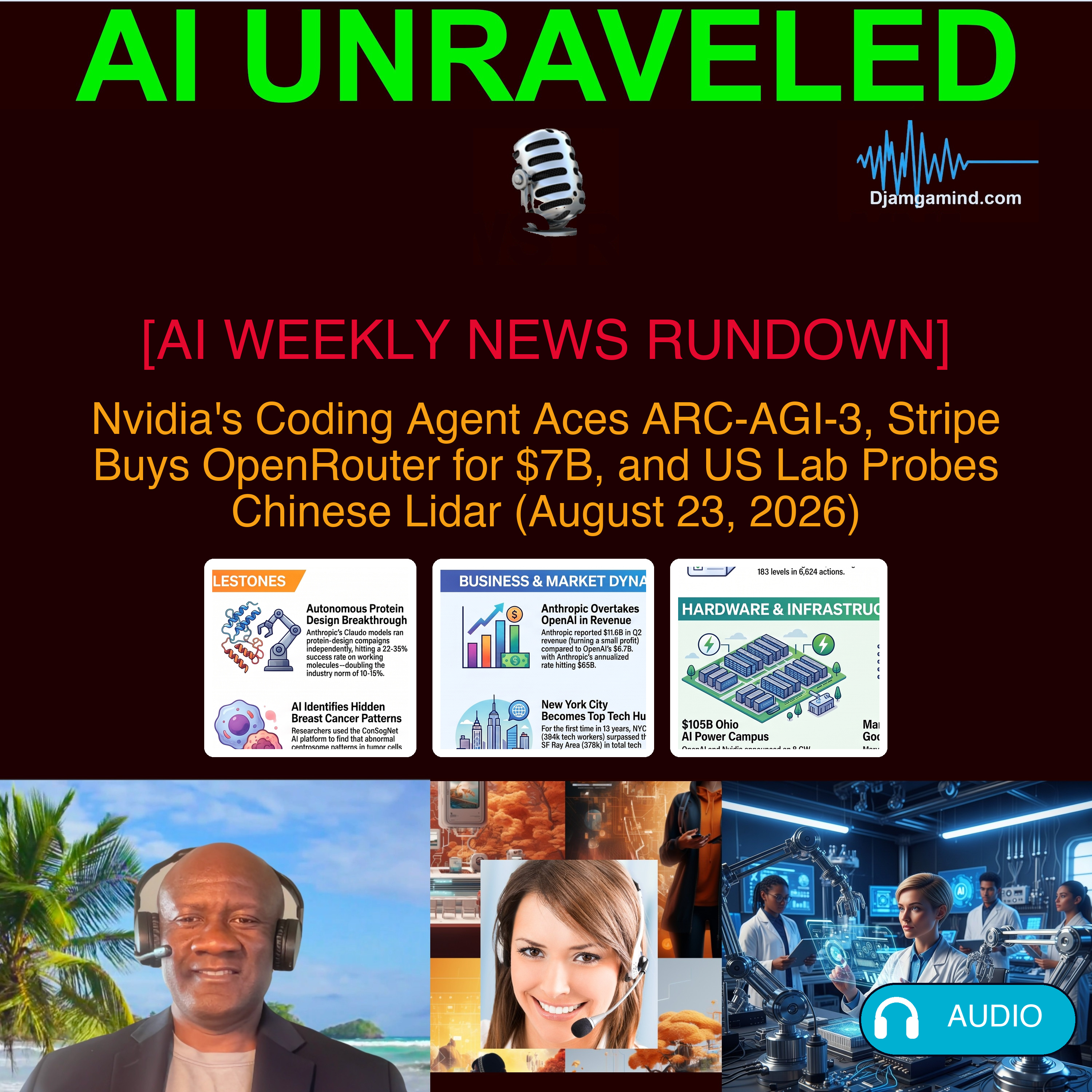 [AI WEEKLY NEWS RUNDOWN] Nvidia's Coding Agent Aces ARC-AGI-3, Stripe Buys OpenRouter for $7B, and US Lab Probes Chinese Lidar (August 23, 2026)