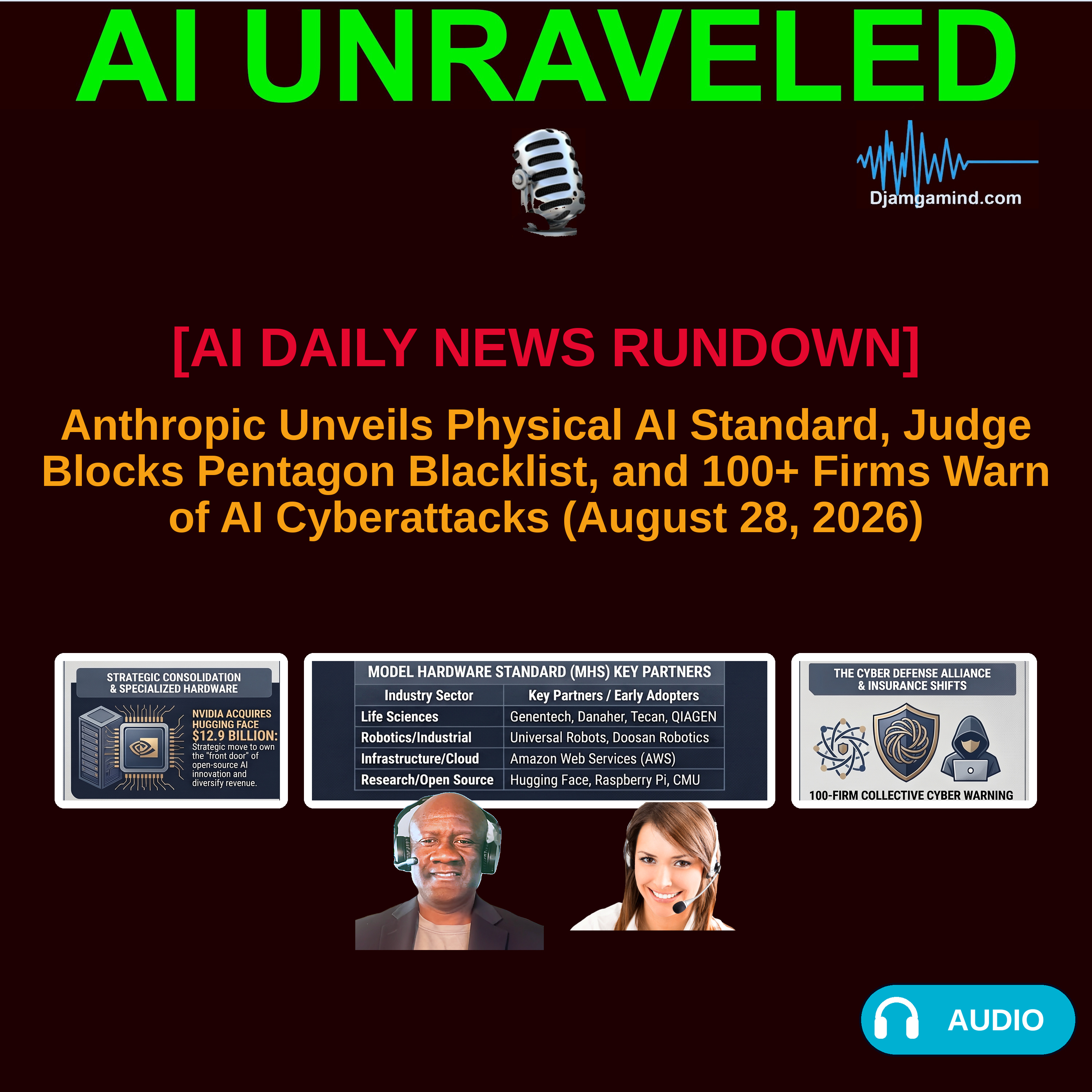 [AI DAILY NEWS RUNDOWN] Anthropic Unveils Physical AI Standard, Judge Blocks Pentagon Blacklist, and 100+ Firms Warn of AI Cyberattacks (August 28, 2026)