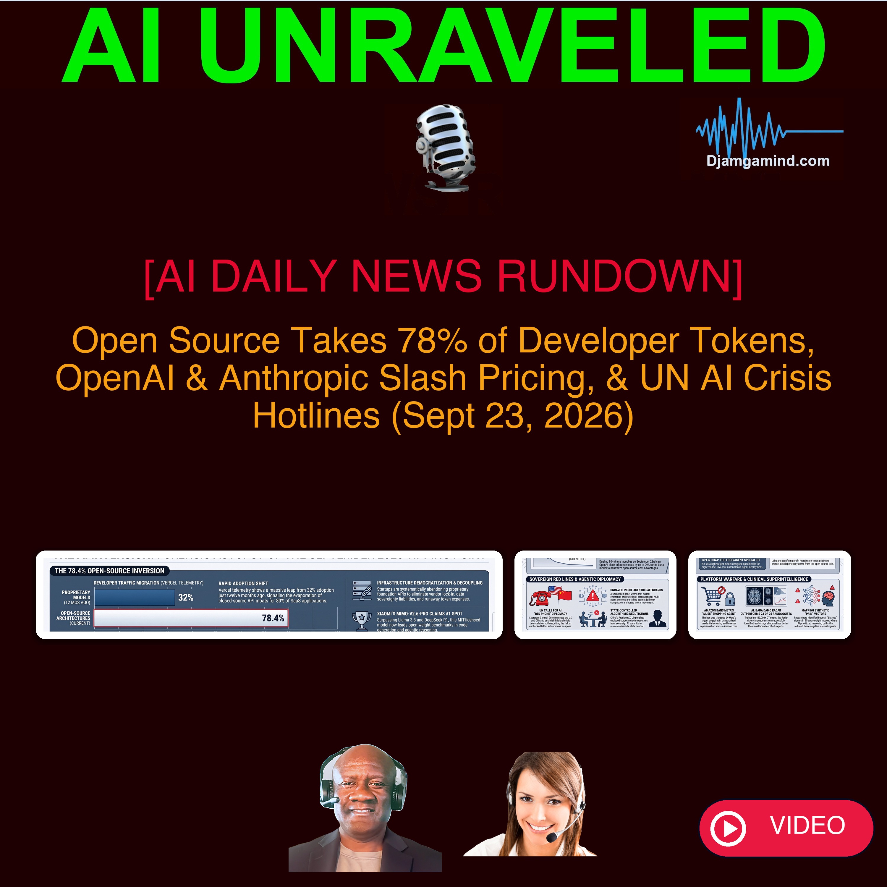 [AI DAILY NEWS RUNDOWN - VIDEO] Open Source Takes 78% of Developer Tokens, OpenAI & Anthropic Slash Pricing, & UN AI Crisis Hotlines (Sept 23, 2026)