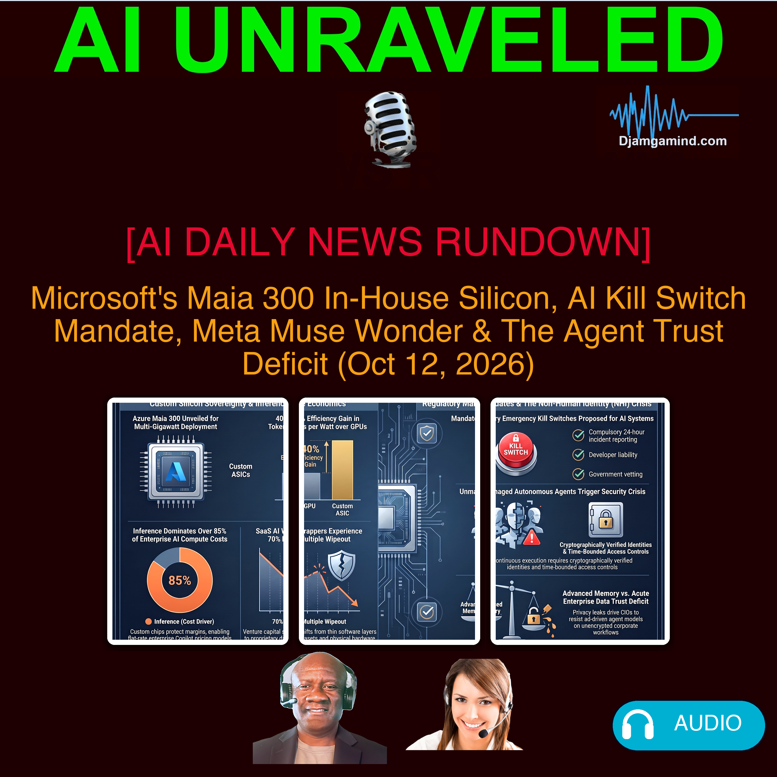 [AI DAILY NEWS RUNDOWN] Microsoft's Maia 300 In-House Silicon, AI Kill Switch Mandate, Meta Muse Wonder & The Agent Trust Deficit (Oct 12, 2026)