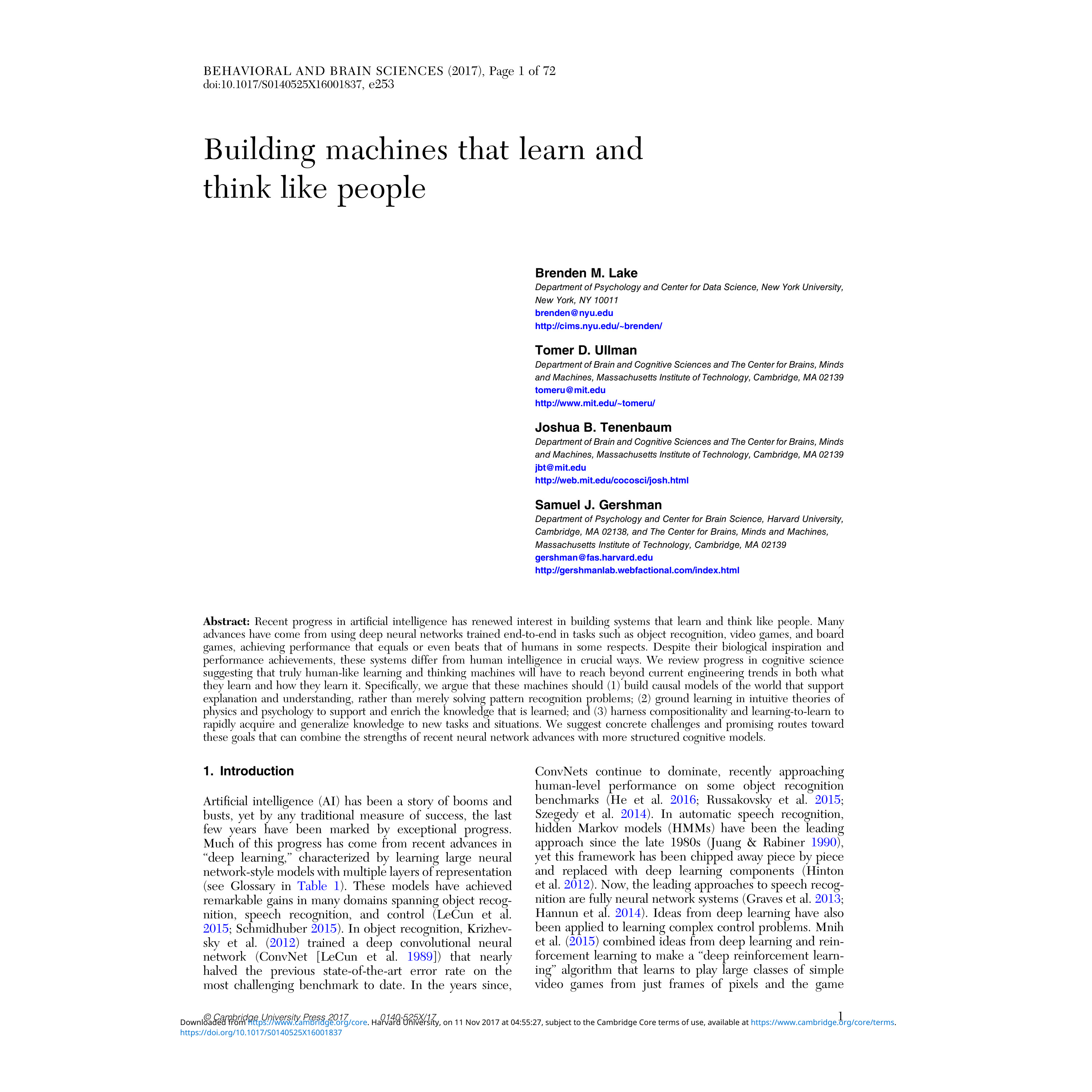 Source cover or first page for Machines That Think Like People  (Lake et al.)