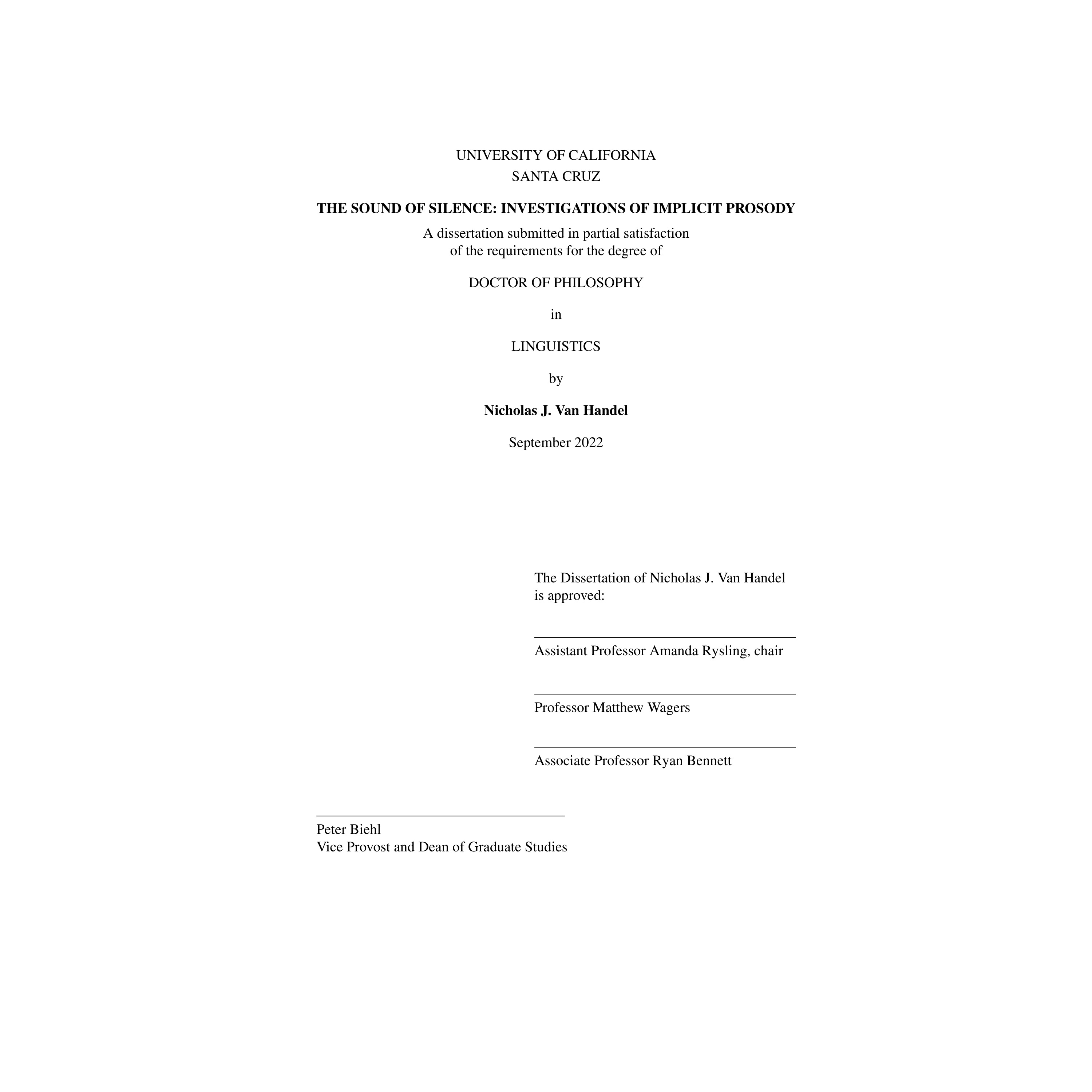 Source cover or first page for Implicit Prosody (Van Handel)
