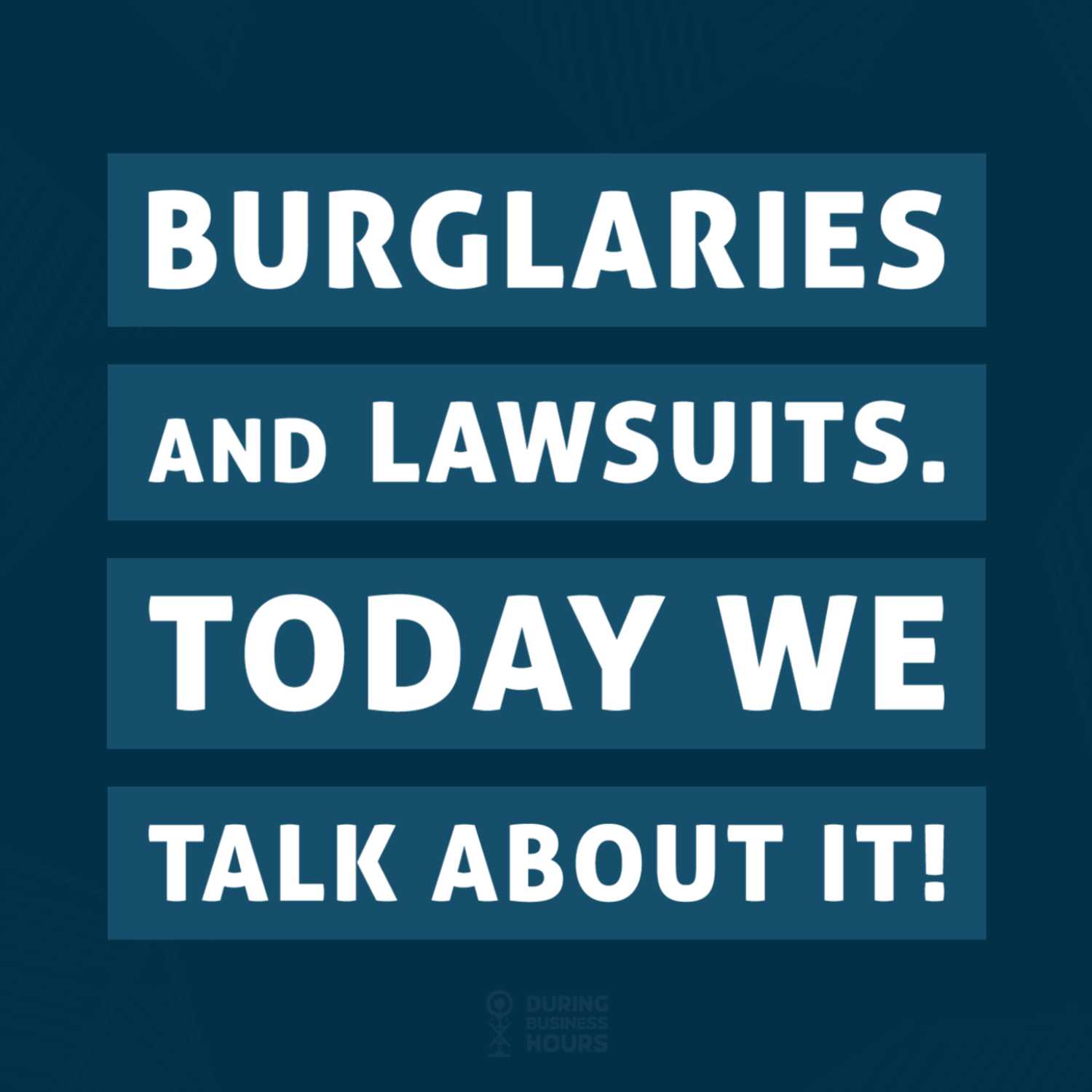 Ep 30. Burglaries and Lawsuits. Today we talk about it!