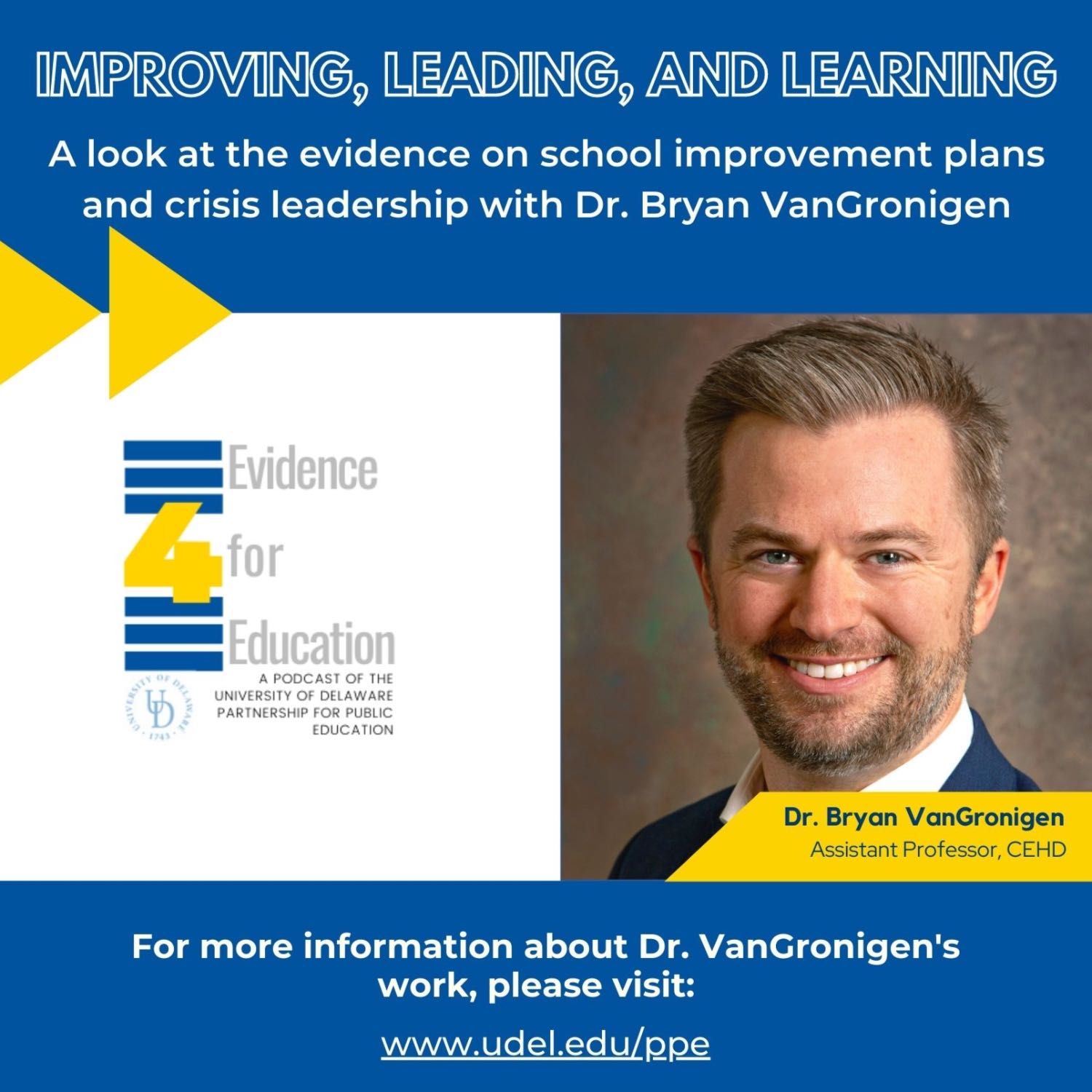 Leading, Learning, and Improving: A look at the evidence on school improvement plans and crisis leadership with Dr. Bryan VanGronigen episode artwork