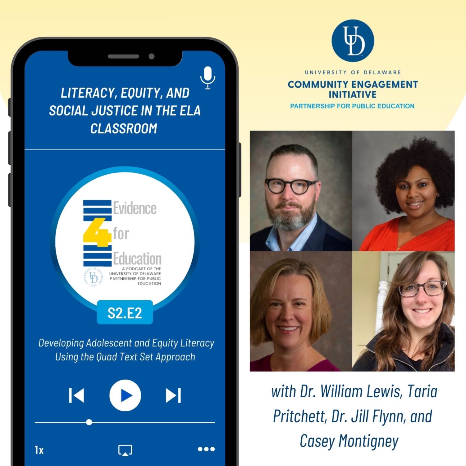 Literacy, Equity, and Social Justice in the ELA classroom: Developing Adolescent and Equity Literacy Using the Quad Text Set Approach with Dr. Jill Flynn and Dr. William Lewis, Taria Pritchett, and Casey Montigney  episode artwork