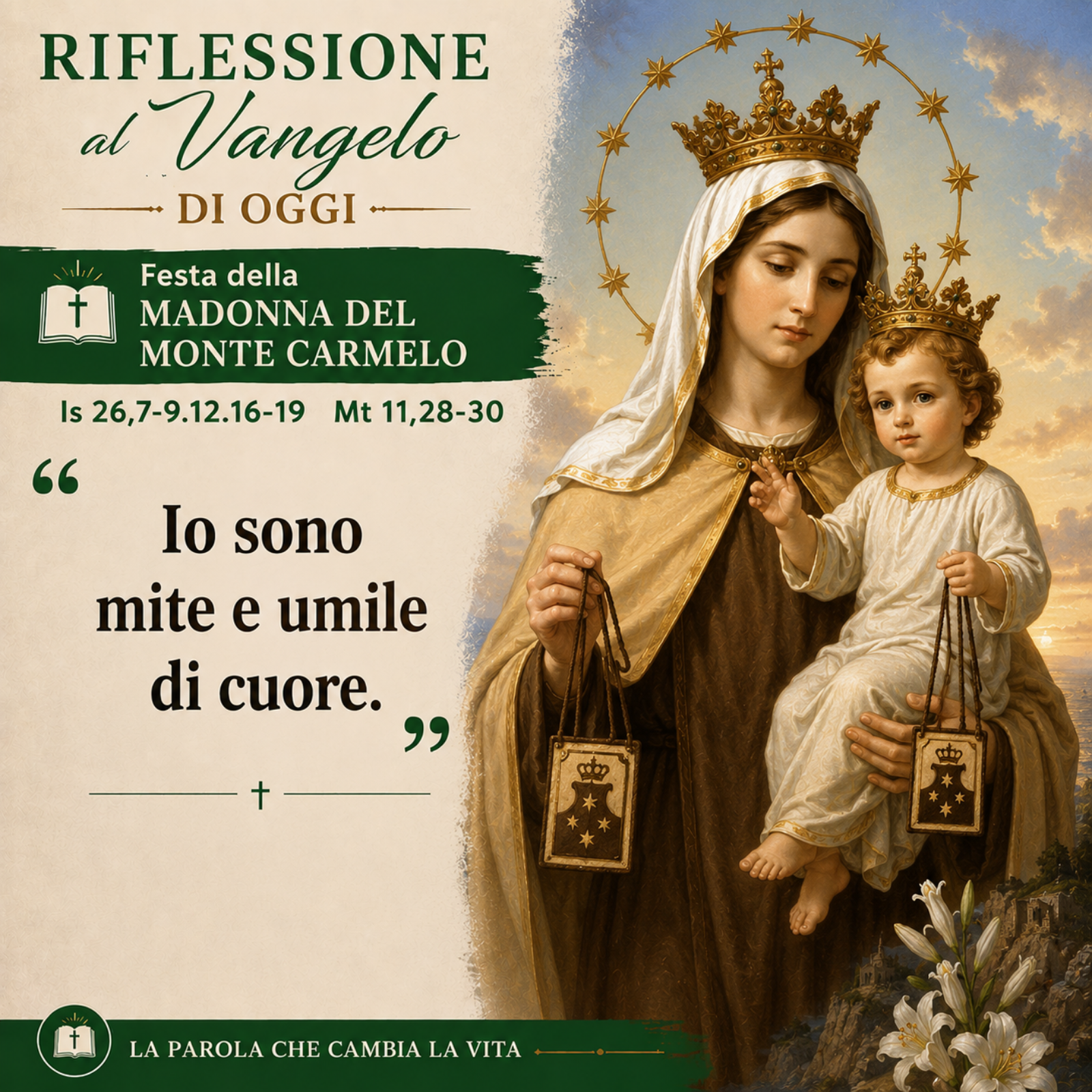 Riflessione di oggi nella Festa della Madre del Monte Carmelo - Mt 11,28-30 episode artwork