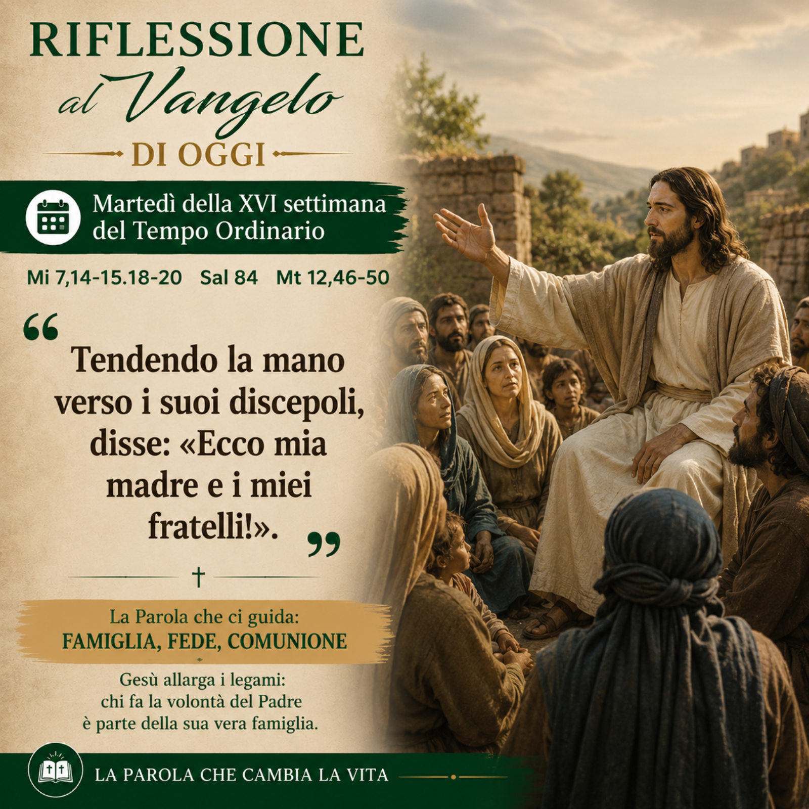 Mt 12,46-50: Tendendo la mano verso i suoi discepoli, disse: «Ecco mia madre e i miei fratelli!». episode artwork