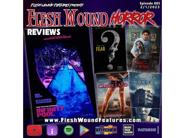 Flesh Wound HORROR - Episode 885: All New Reviews including INFINITY POOL episode artwork