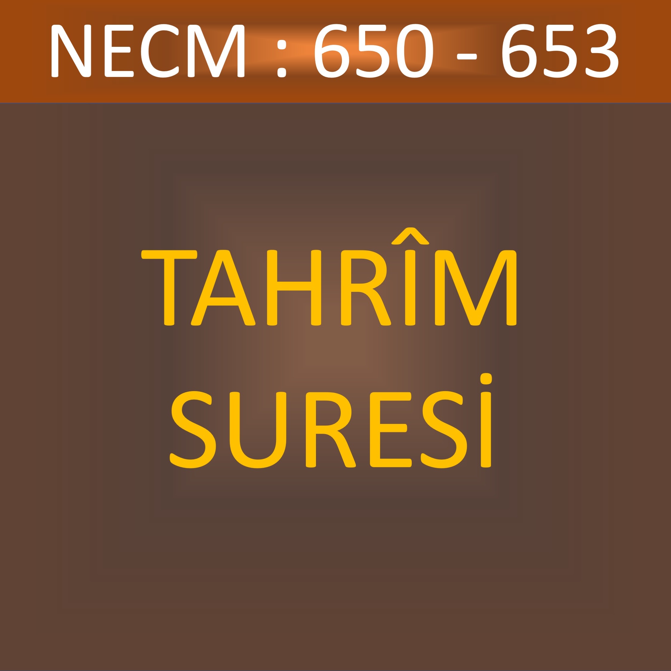 107 - TAHRÎM SÛRESİ NECM 650-653 107 - TAHRÎM SÛRESİ NECM 650-653