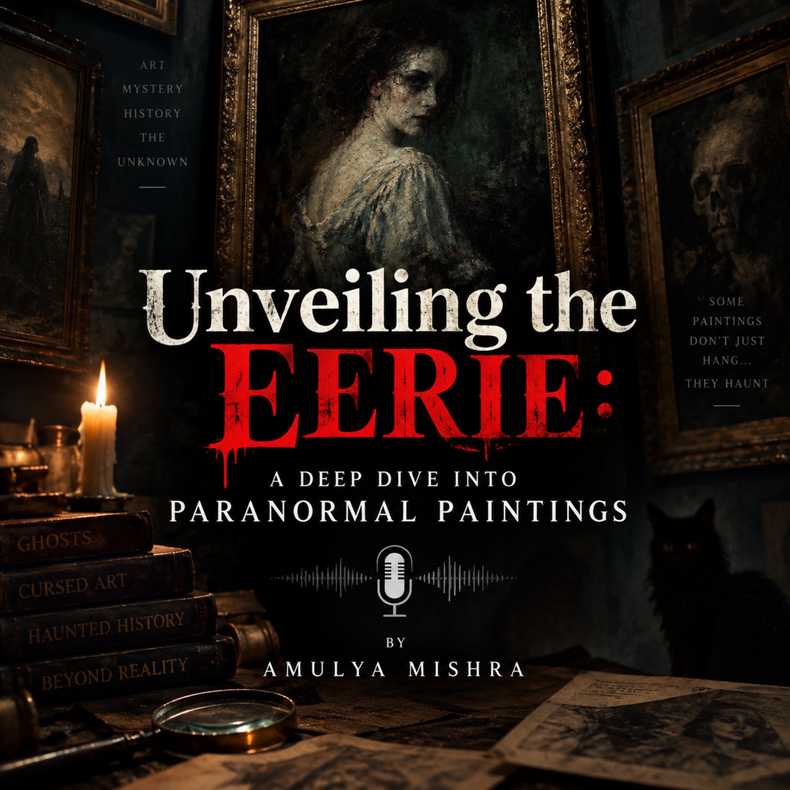 Unveiling the Eerie — Paranormal Paintings Podcast Design by Amulya mishra episode artwork