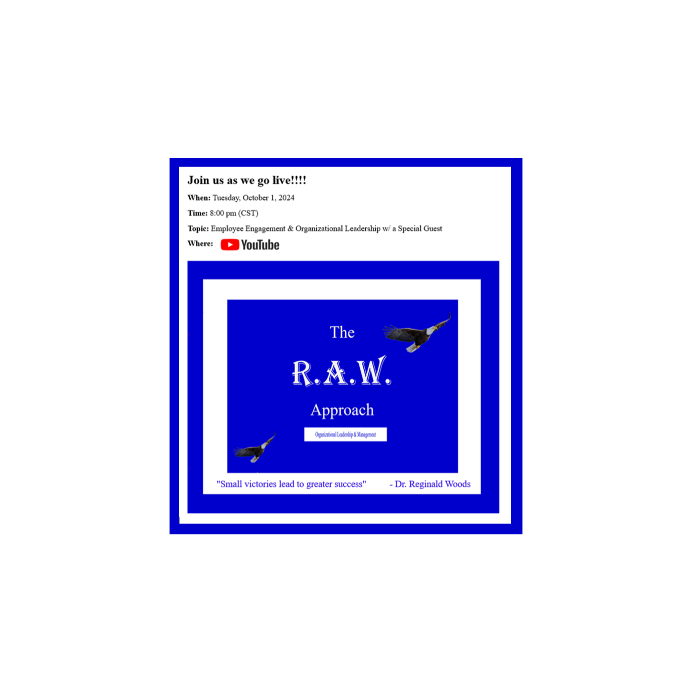 The R.A.W. Approach w/ Dr. Reginald Woods is live! episode artwork